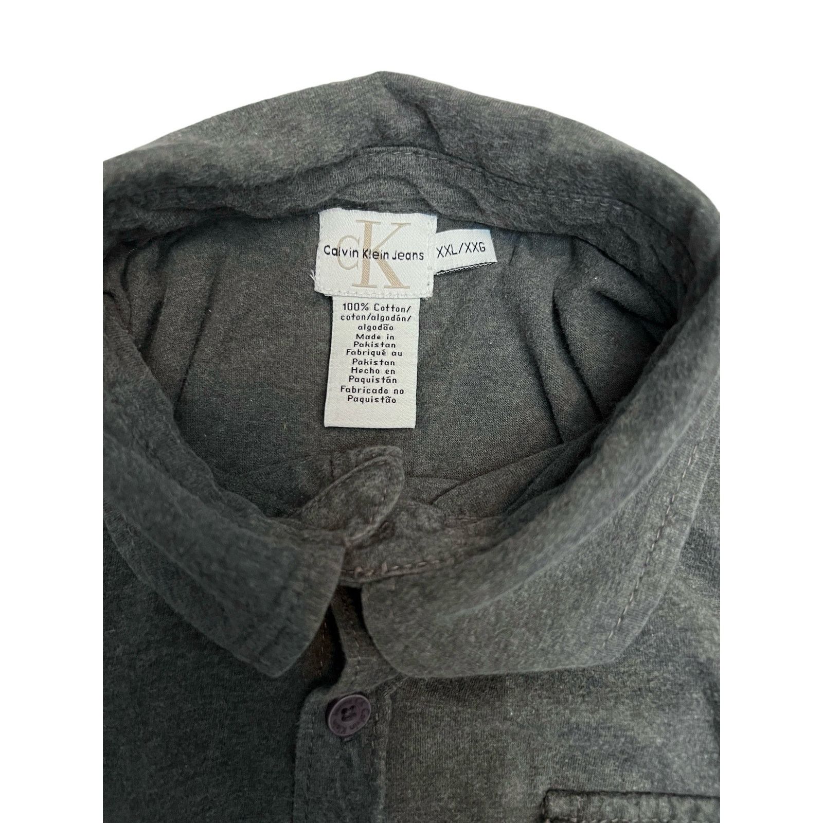 Calvin Klein Calvin Klein Jeans XXL Short Sleeve Button-Up Gray Shirt Size US XXL / EU 58 / 5 - 3 Thumbnail