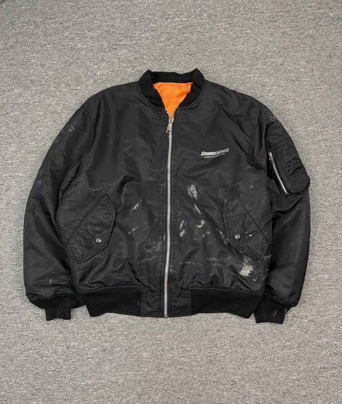 Japanese Brand Vintage Intermediate Ma-1 Flight Bomber Jacket Bridgestone Size US XL / EU 56 / 4 - 2 Thumbnail