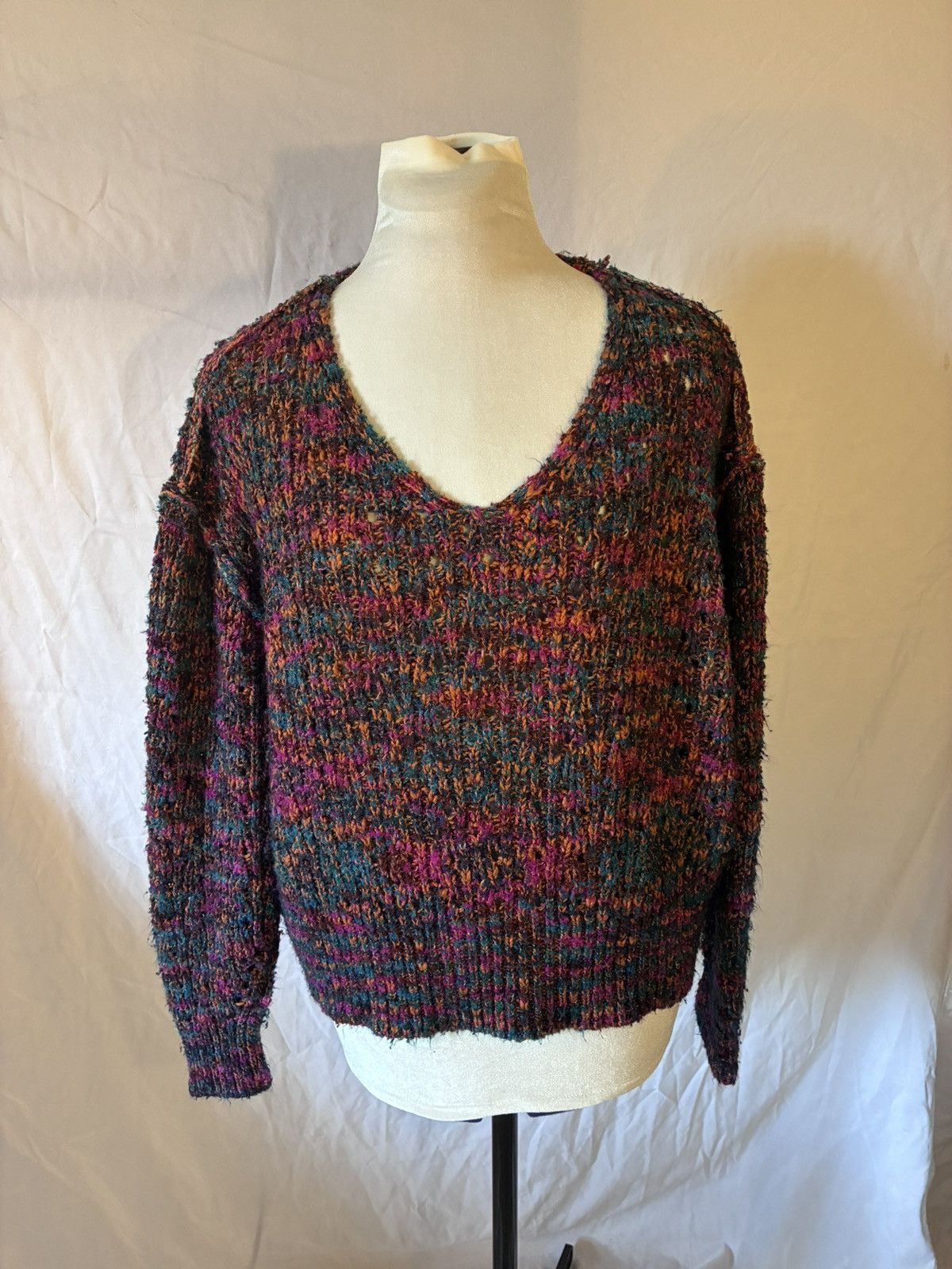 Other Chelsea & Theodore Multicolor Marled Knit V-Neck Sweater Size L / US 10 / IT 46 - 1 Thumbnail