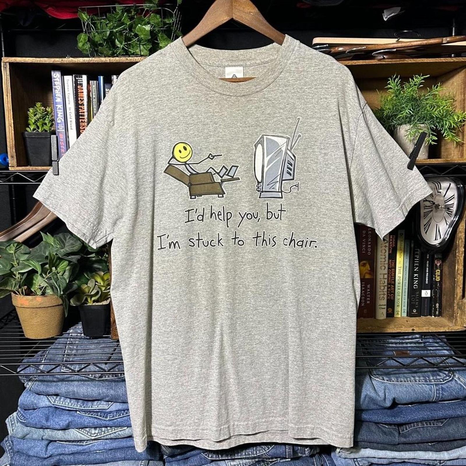 AAA Vintage Y2K Funny Comedy Humor Tee Stick Person Gray Shirt Size US L / EU 52-54 / 3 - 1 Thumbnail