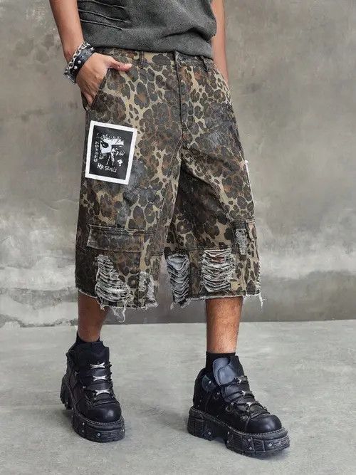 Japanese Brand × Vintage Distressed VINTAGE leopard Y2K opium edgy jorts Size US 30 / EU 46 - 3 Thumbnail