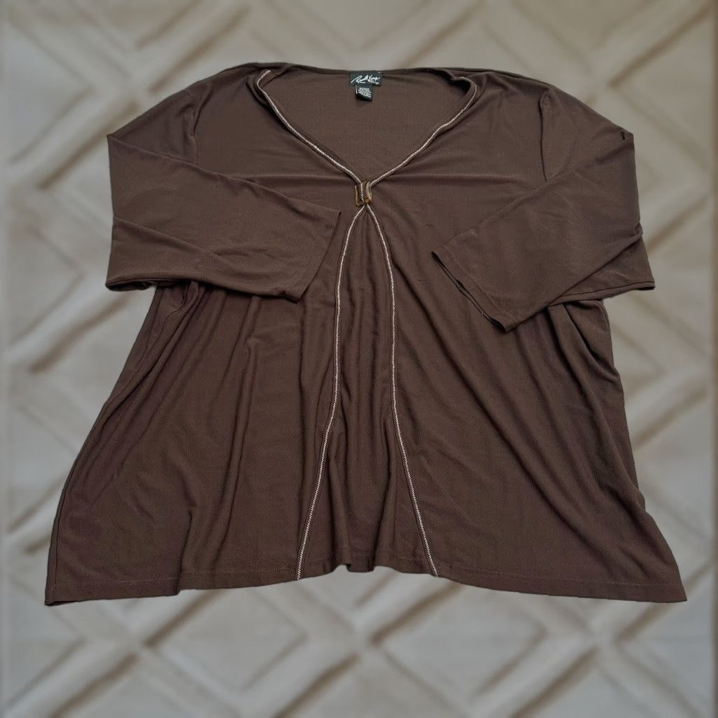 Vintage Russel Kemp New York Blouse Womens 4X Brown Long Sleeve V-Neck Casual Size XXL / US 16-18 / IT 52-54 - 1 Thumbnail