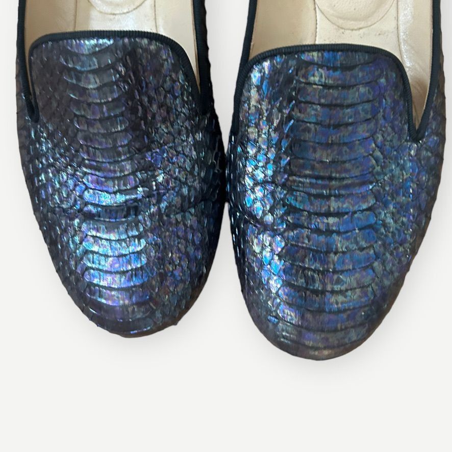 Christian Louboutin CHRISTIAN LOUBOUTIN Iridescent Python Loafers 36 6 Blue Flat Size US 5 / IT 35 - 9 Thumbnail