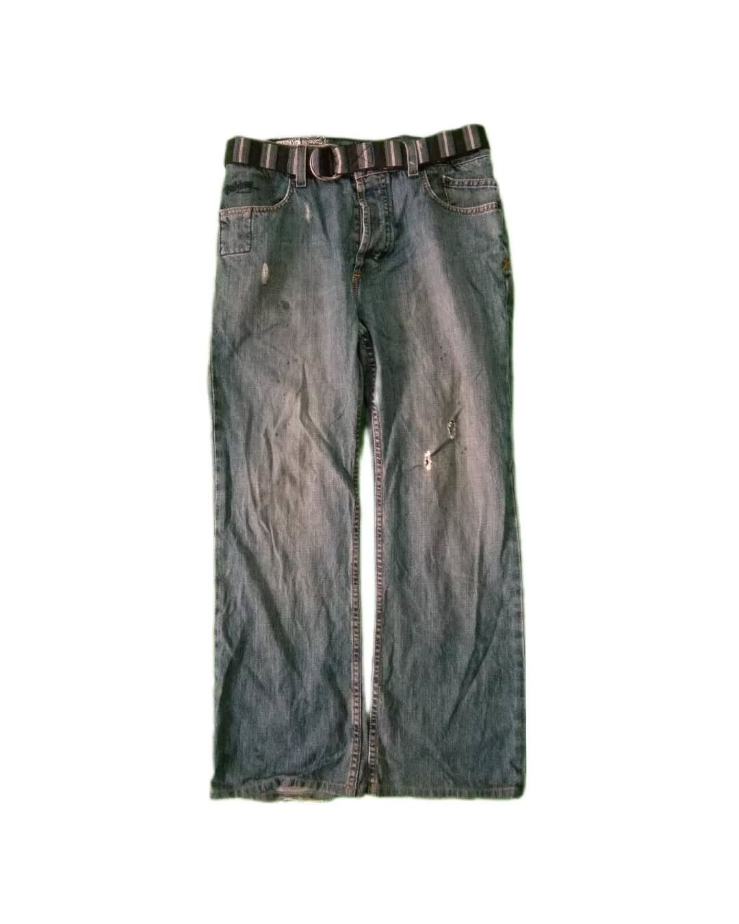 Billabong Billabong Rhyme Low Waist Punk Faded W/ Belt Denim Jeans Size US 33 - 1 Thumbnail