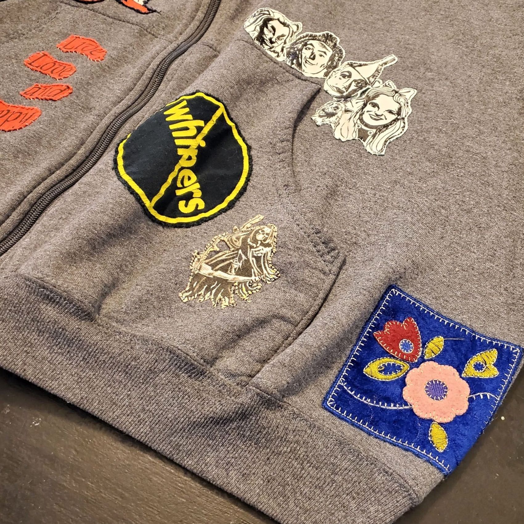 Champion VINTAGE Champion Men XL Hoodie Vest Full Zip Graphic Print Patches 90s Grunge Y2K Gray Size US XL / EU 56 / 4 - 3 Thumbnail