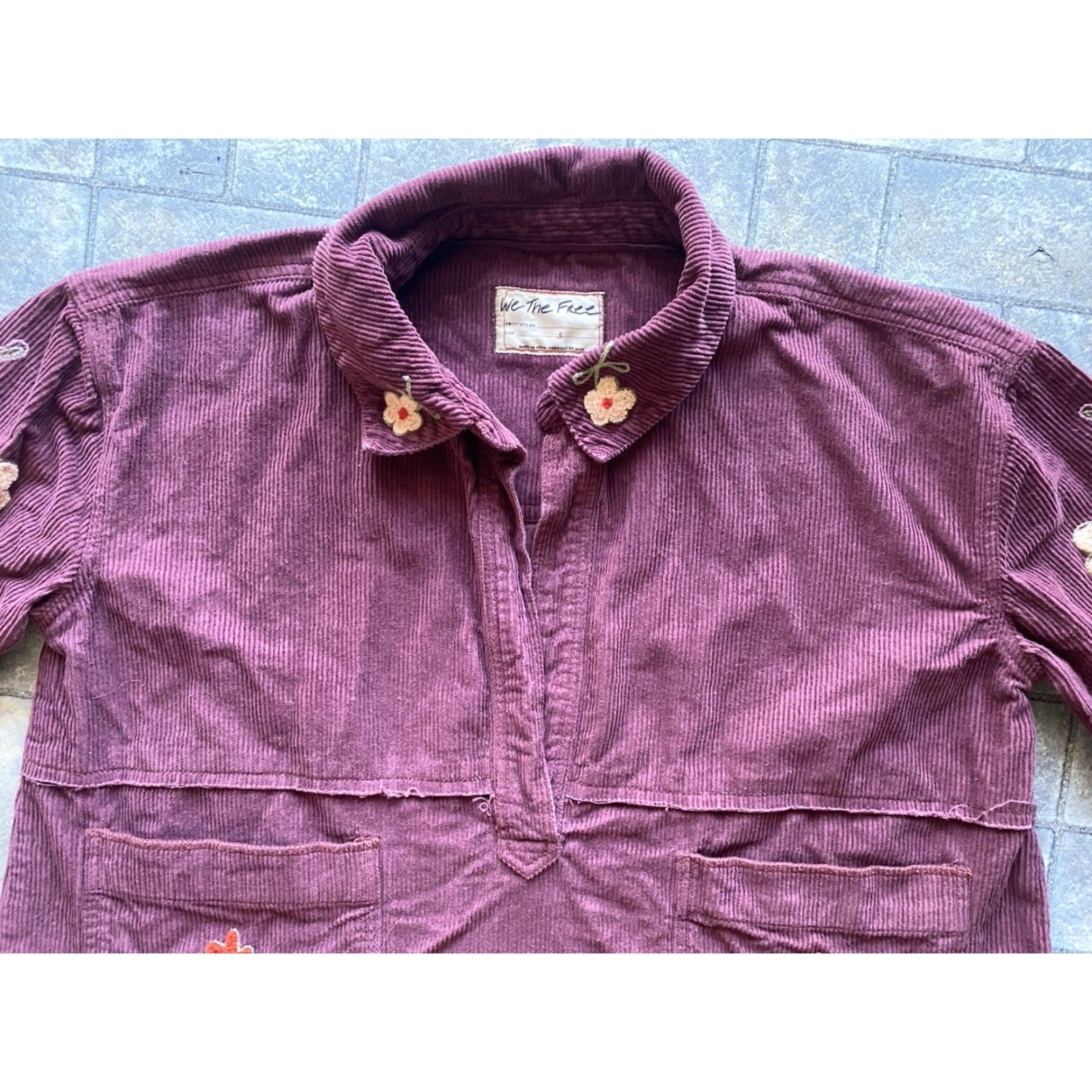 Vintage We The Free Jacket Women’s Small Winter Bloom Corduroy Floral Red Size S / US 4 / IT 40 - 4 Thumbnail