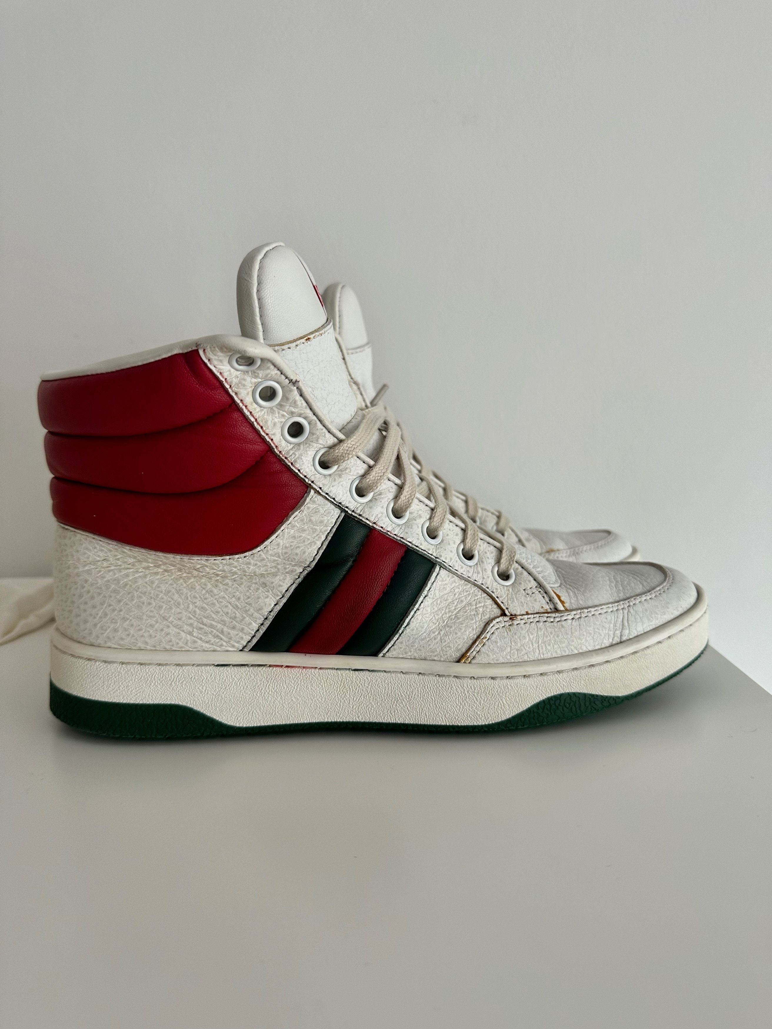 Gucci GUCCI high top leather sneakers WEB 370504 Size US 7 / IT 37 - 2 Thumbnail