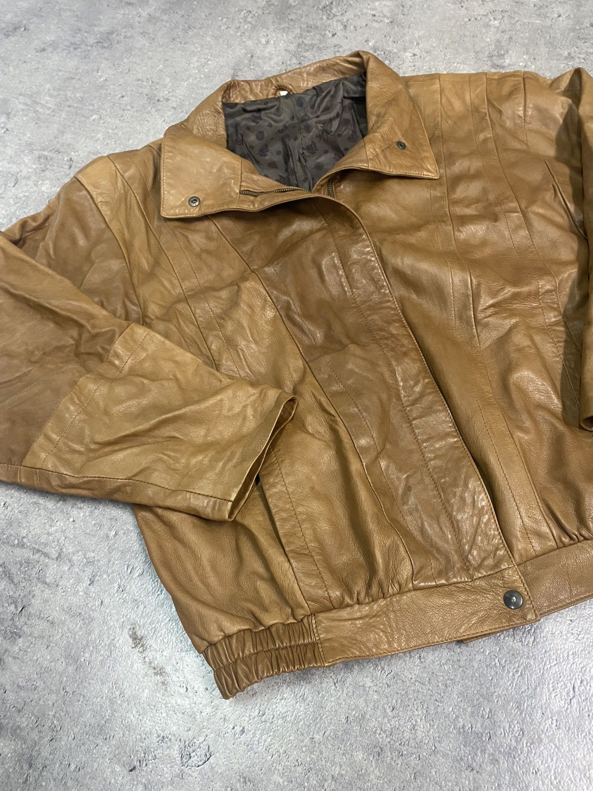 Junya Watanabe 80s Boxy Leather Jacket Vintage Cropped Army 90s Size US M / EU 48-50 / 2 - 2 Thumbnail