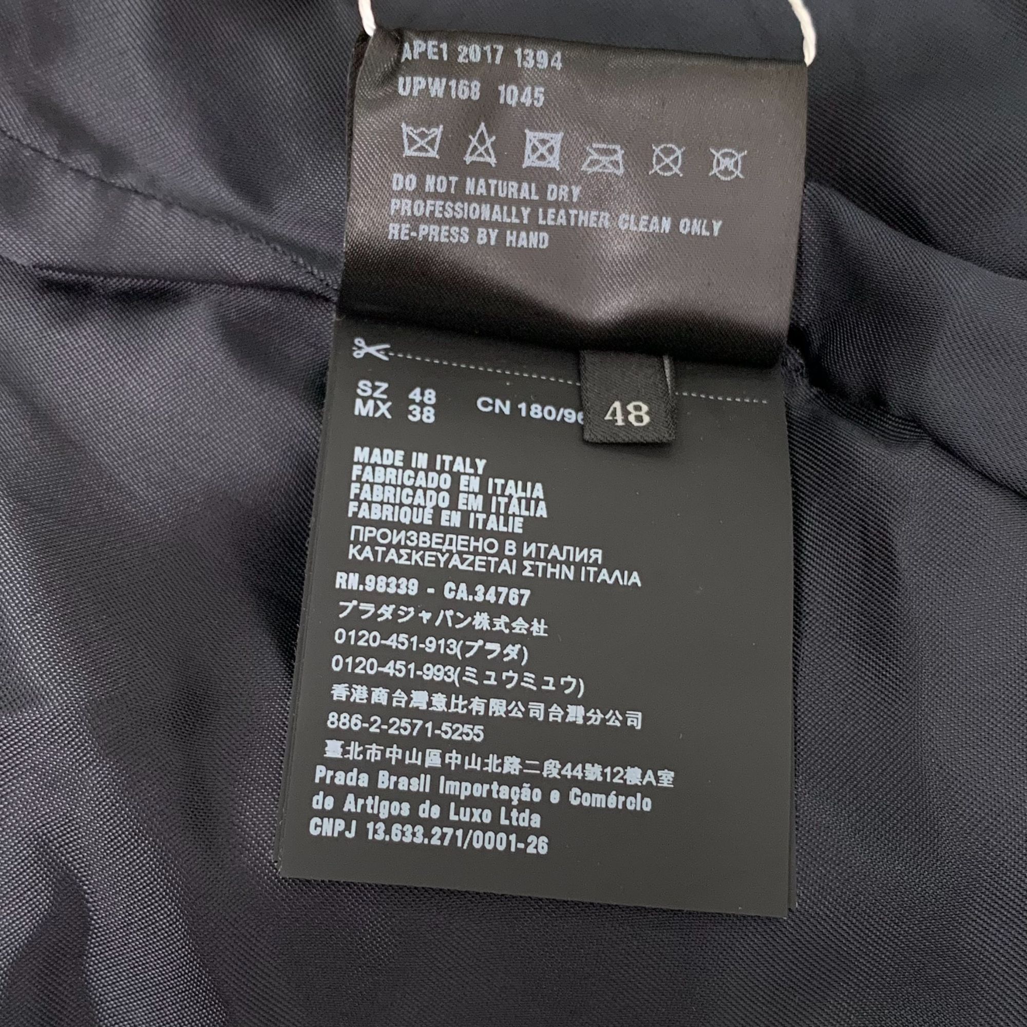 Prada Prada Mens Black Leather Logo Zip Jacket Size 48 100% Sheep Size US M / EU 48-50 / 2 - 4 Thumbnail