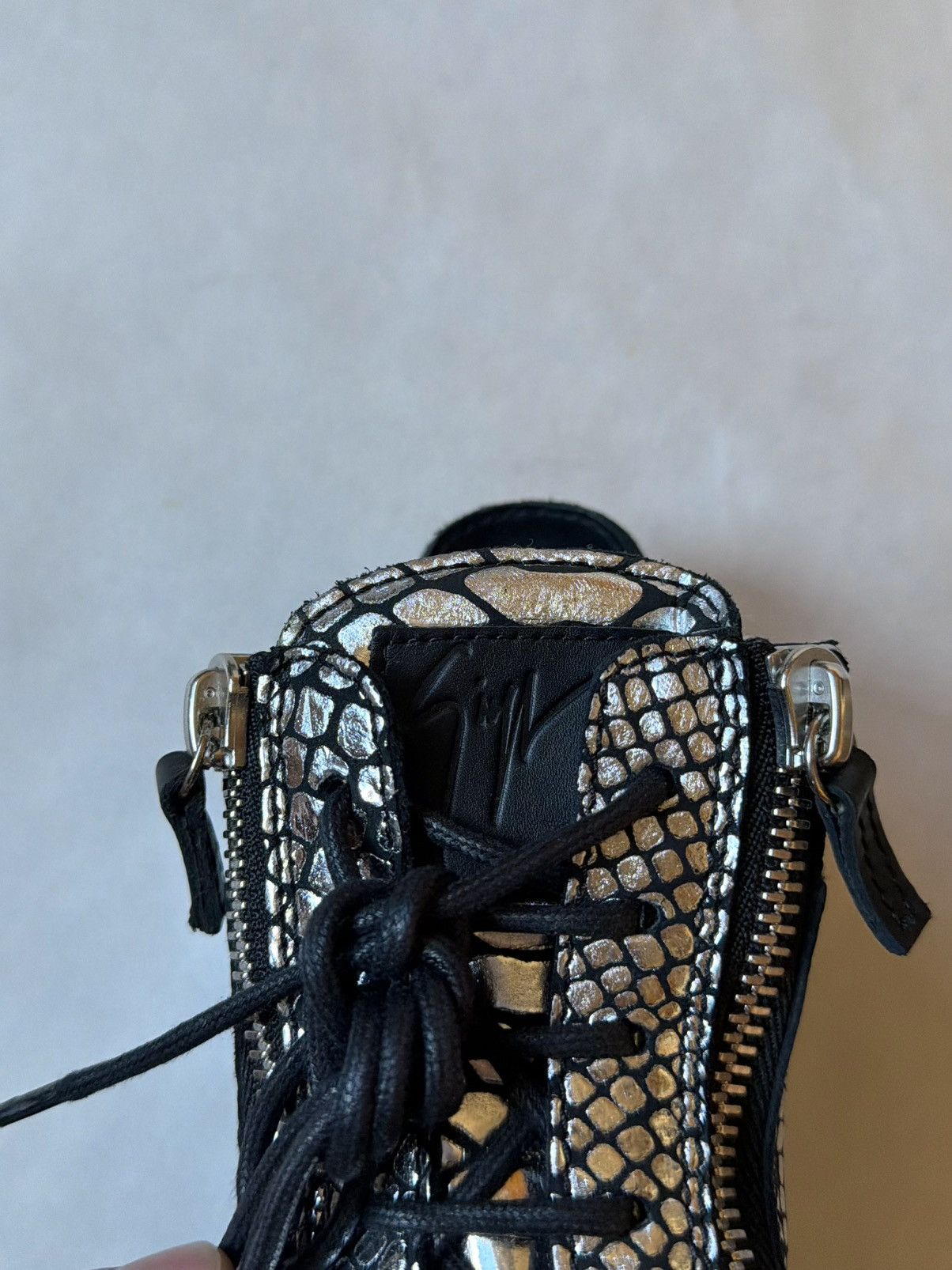 Giuseppe Zanotti Guiseppe Zanotti Python Print Wedge High Top Y2K Sneakers Size US 7 / IT 37 - 8 Thumbnail