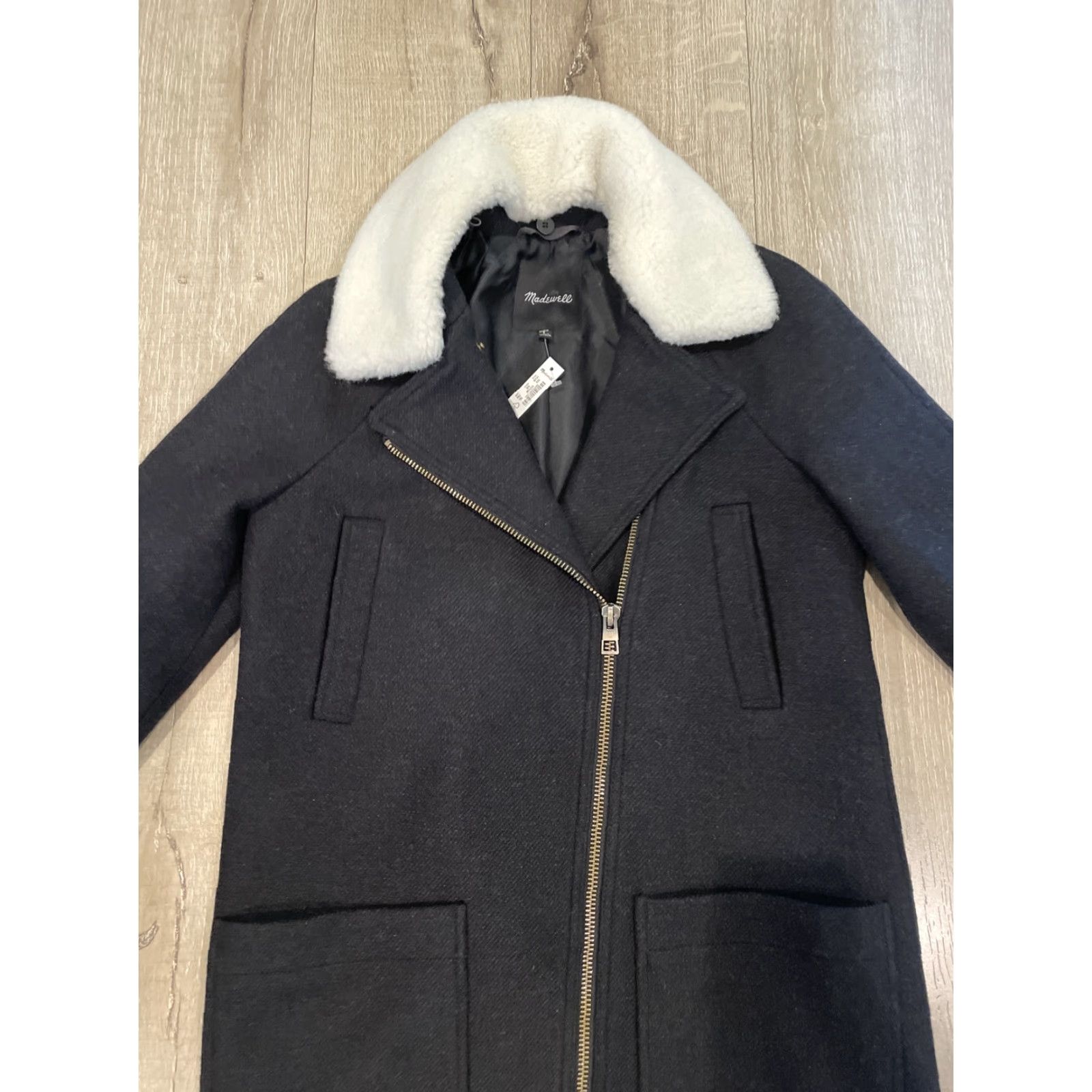 Madewell Madewell Coat Women XXS Gray Wool Blend Removable Faux Fur Full Zip Oversized Size XXS / US 00 / IT 34 - 5 Thumbnail