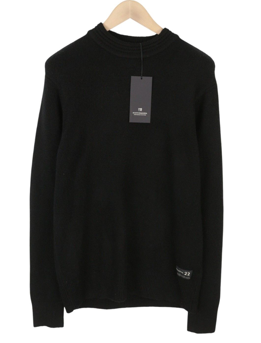 Scotch & Soda L Black Tight-Knit Mock Neck Jumper 88568 Size US L / EU 52-54 / 3 - 1 Thumbnail