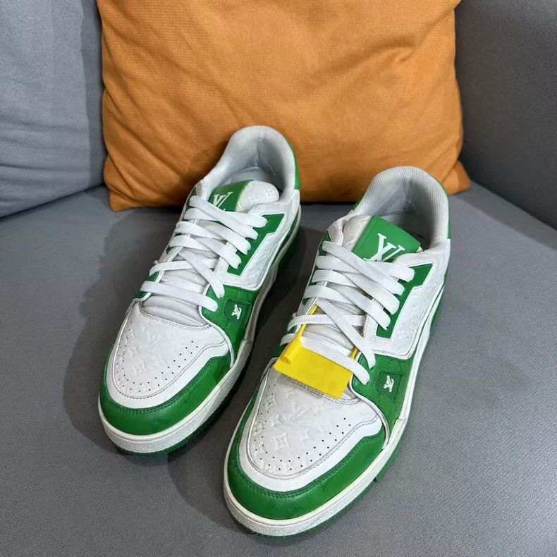 Louis Vuitton LV Trainer White Green Sneakers - dmc