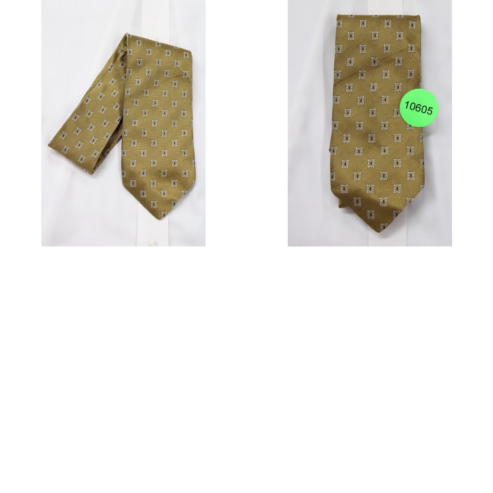 Robert Talbott Robert Talbott Silk Necktie Mens Gold Geometric Small Squares Office Stylish USA Size ONE SIZE - 8 Thumbnail