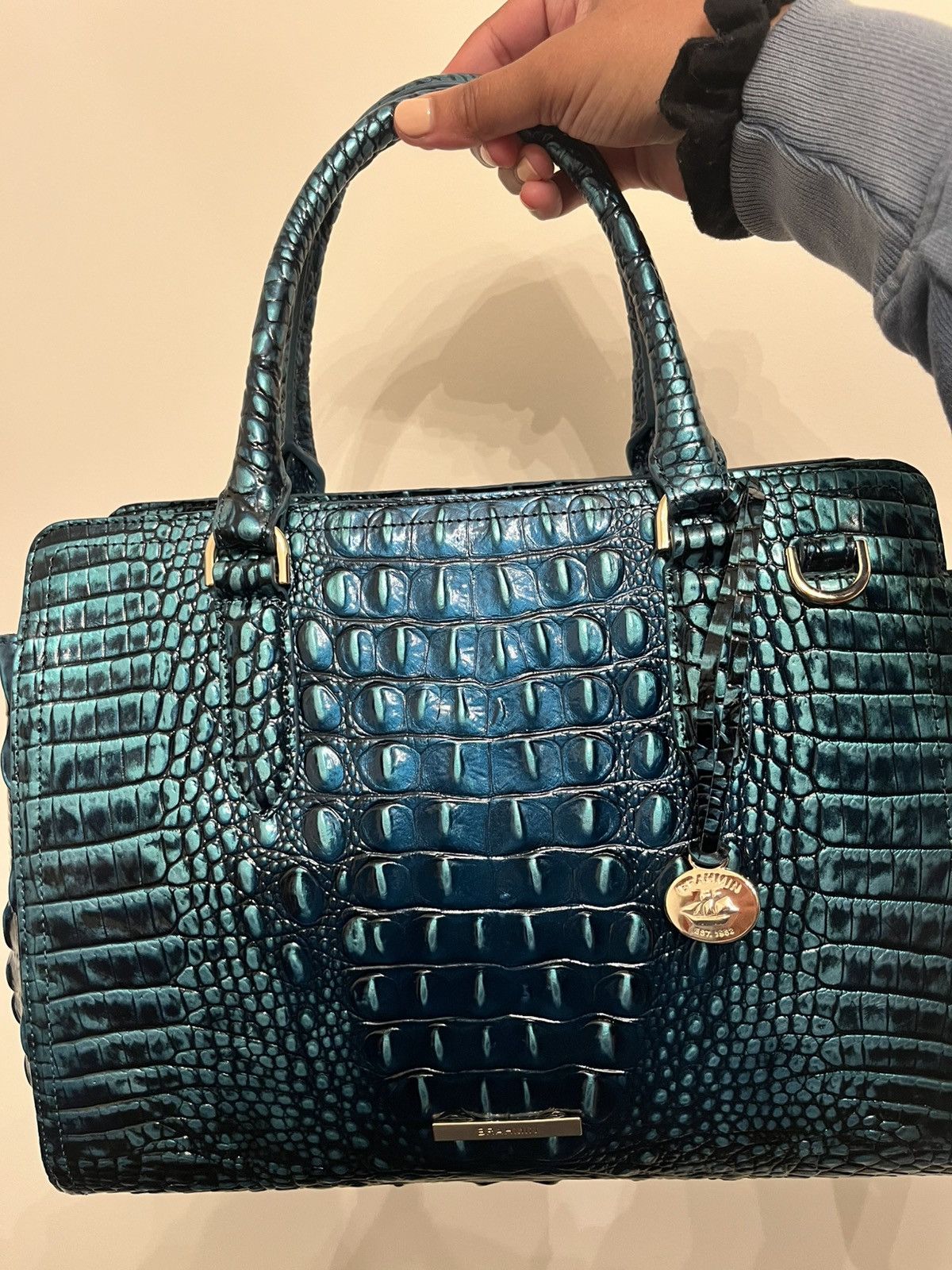 Brand New Blue Patina Brahmin