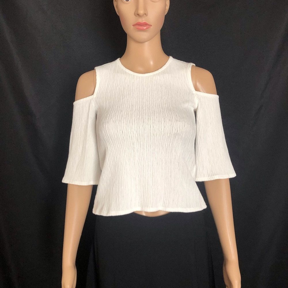 Maje New $190 Maje Lina Cold-shoulder Top In Ecru Size 1 US S Size S / US 4 / IT 40 - 3 Thumbnail