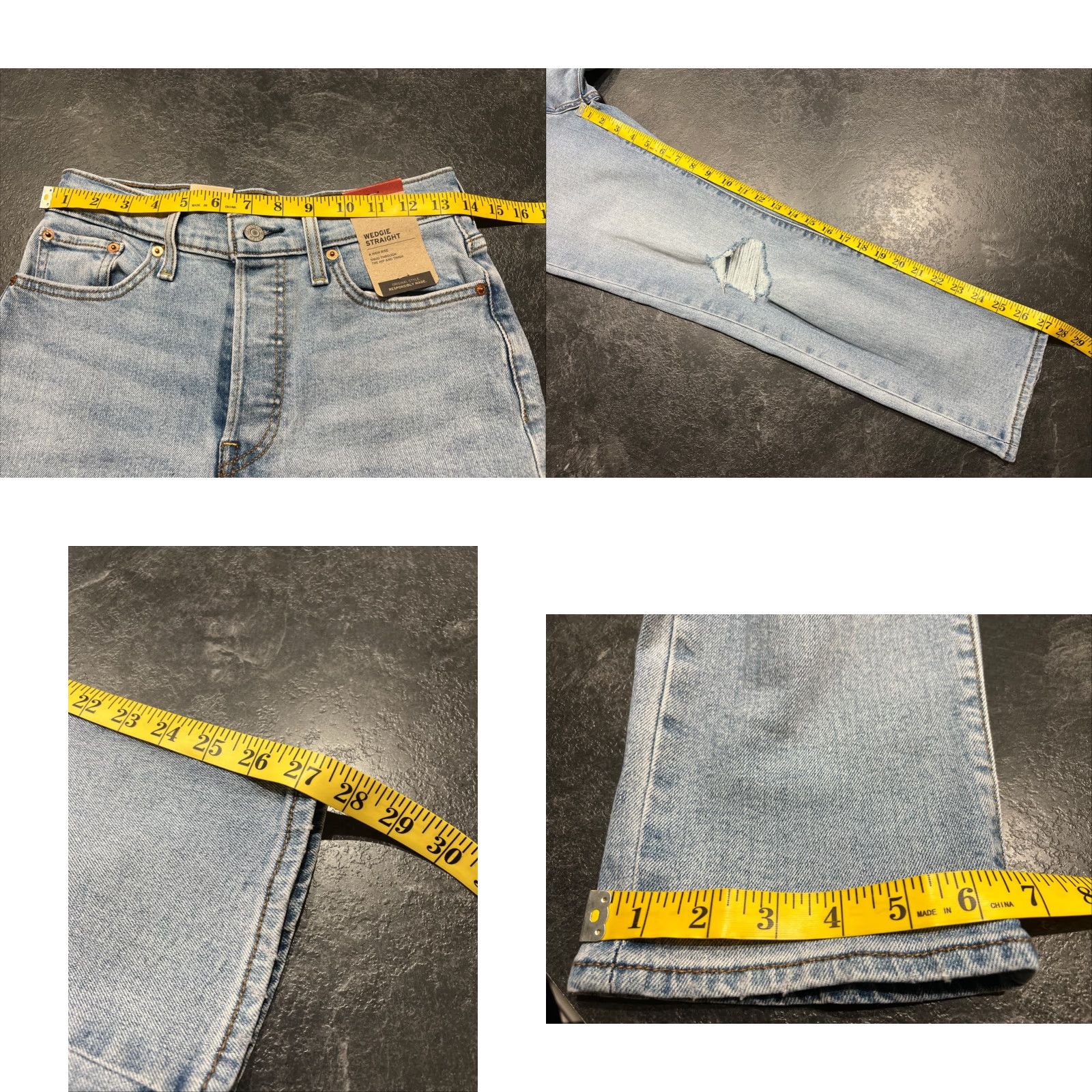 Levi's Levi's Jeans Women 27x28 Wedgie Straight Fit High Rise Button Fly Distressed Blue 99% Cotton 1% Elastane Regular Inseam 28 Pocket 5 Size 27" / US 4 / IT 40 - 8 Thumbnail