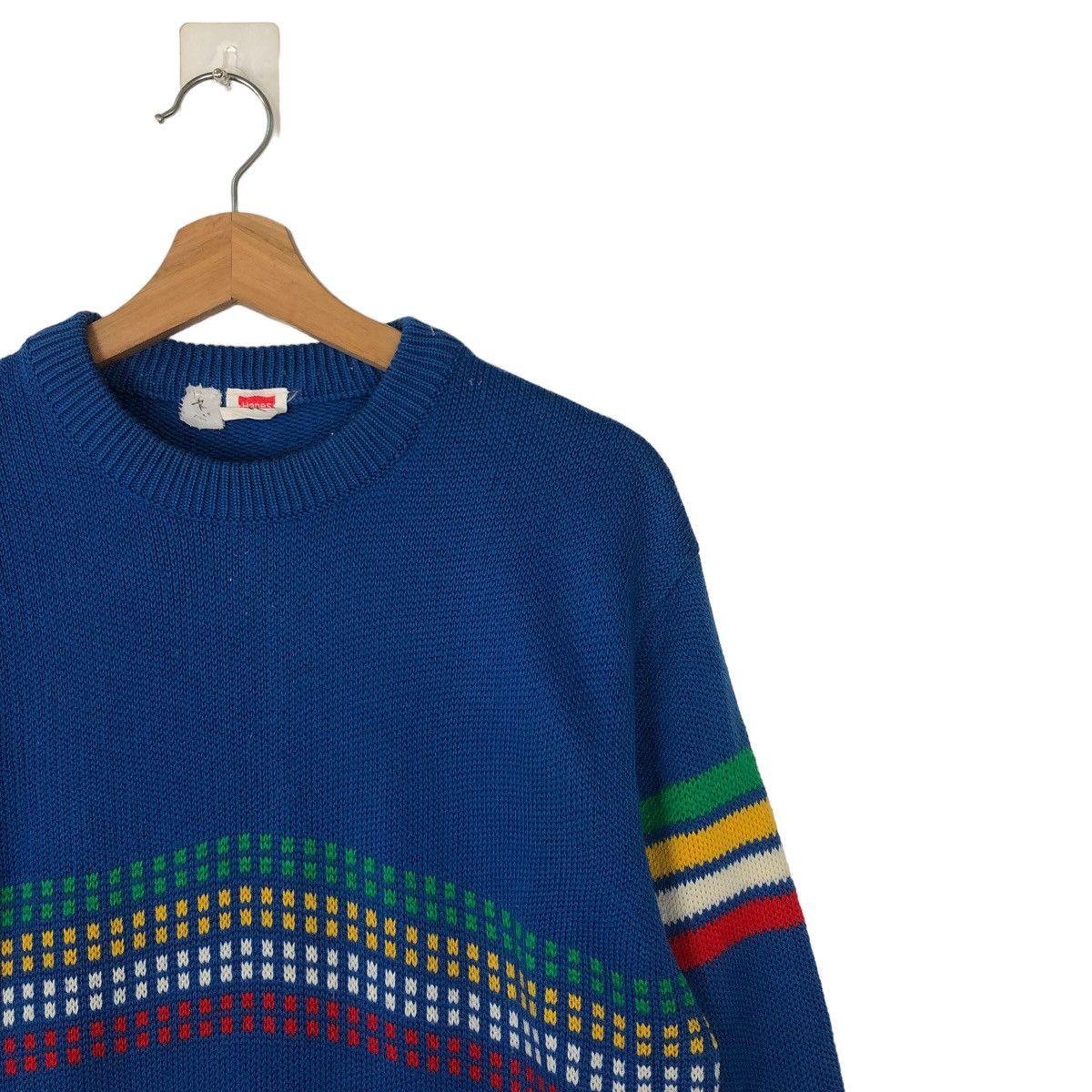 Vintage 🔥RARE VINTAGE SWEATSHIRT MULTI COLOUR HANES STRIPED Size US L / EU 52-54 / 3 - 5 Thumbnail