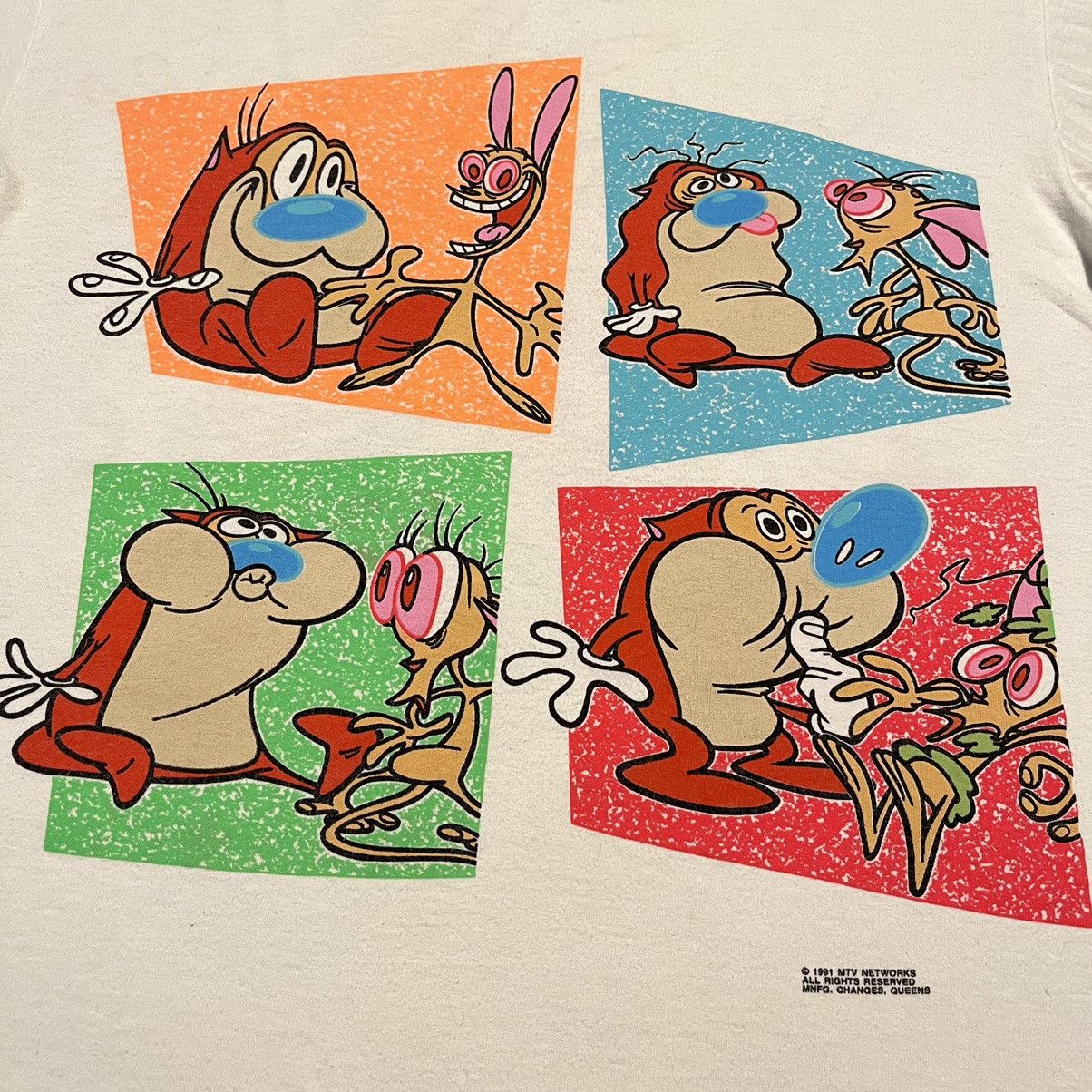 Nickelodeon Vintage 1990s Ren and Stimpy Show Double Sided Graphic Tee Size US L / EU 52-54 / 3 - 5 Thumbnail