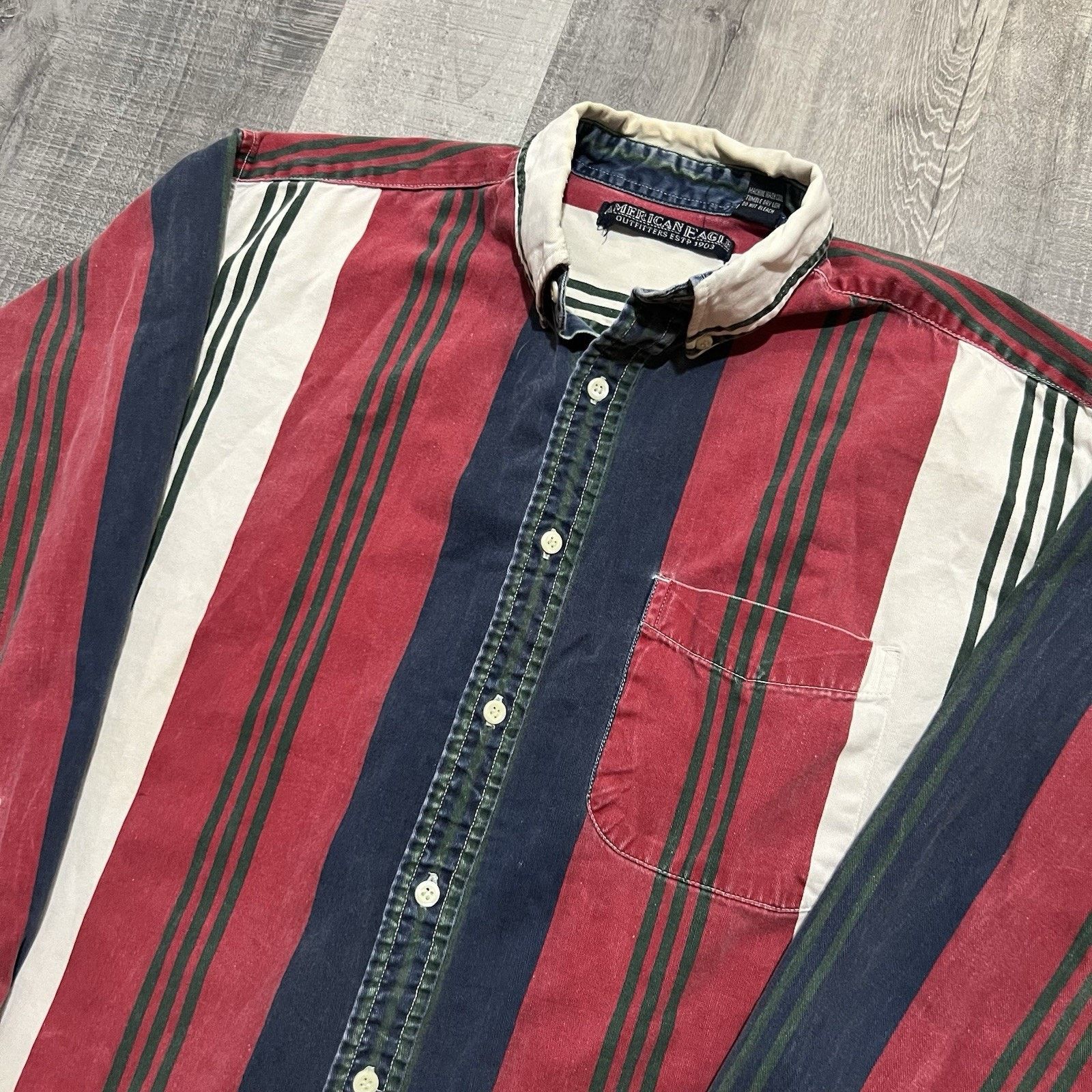 American Eagle Outfitters VTG American Eagle Outfitters Cotton Striped Button Shirt Size US L / EU 52-54 / 3 - 3 Thumbnail