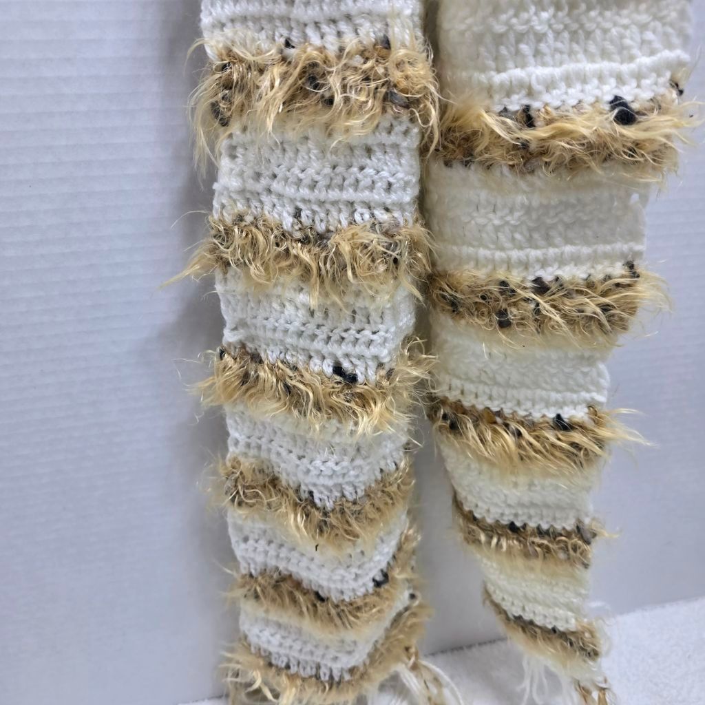 The Unbranded Brand Women's Unbranded White Brown Striped Knit Scarf One Size Size ONE SIZE - 2 Thumbnail