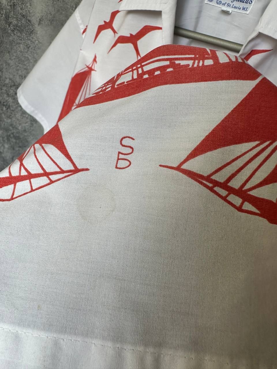 Vintage 1960s The Bagshaws St. Lucia Sailing Ship Print Shirt Dagger Size US M / EU 48-50 / 2 - 9 Thumbnail