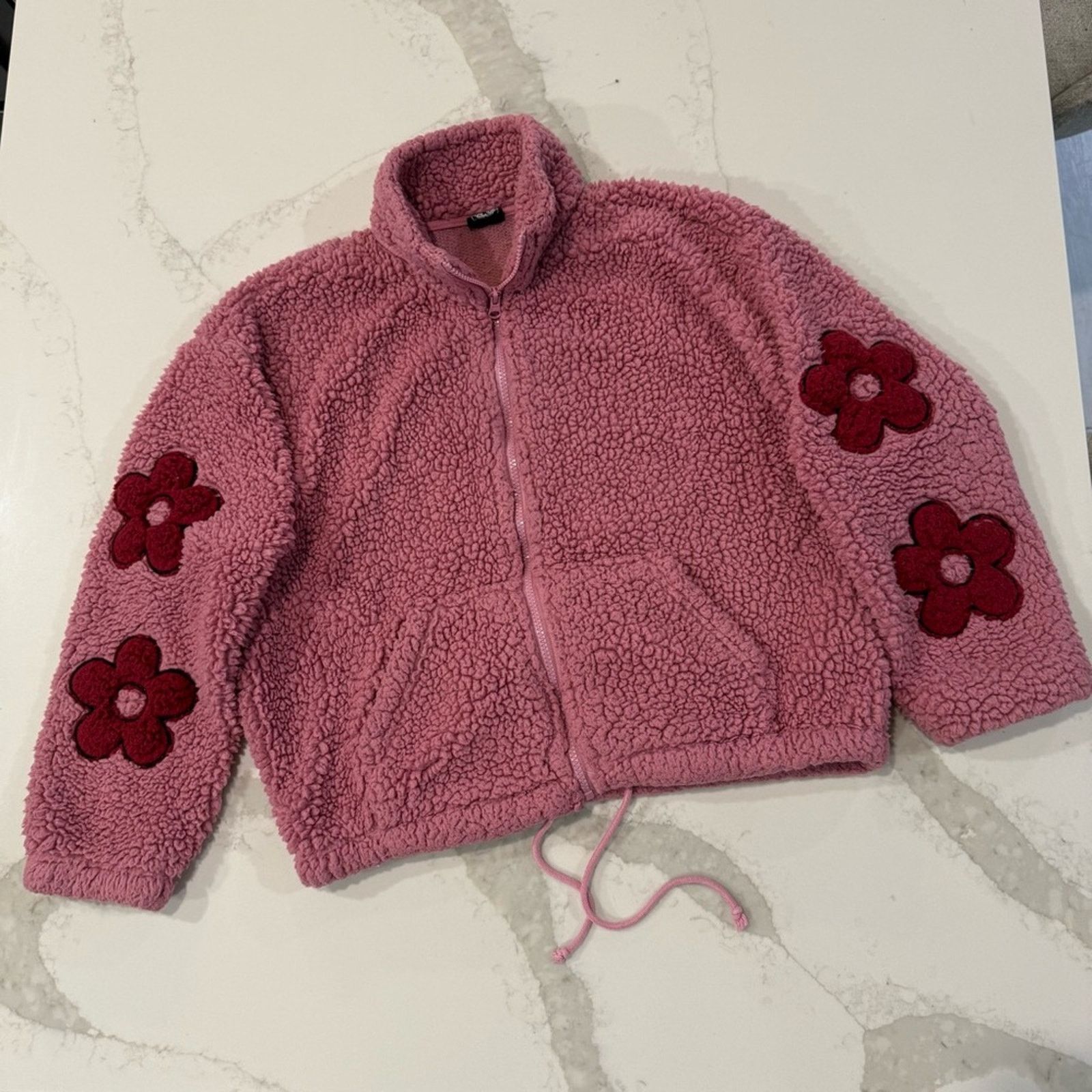 Pacsun PacSun Full Zip Flower Teddy Sherpa Jacket Women's Size XS Size XS / US 0-2 / IT 36-38 - 1 Thumbnail