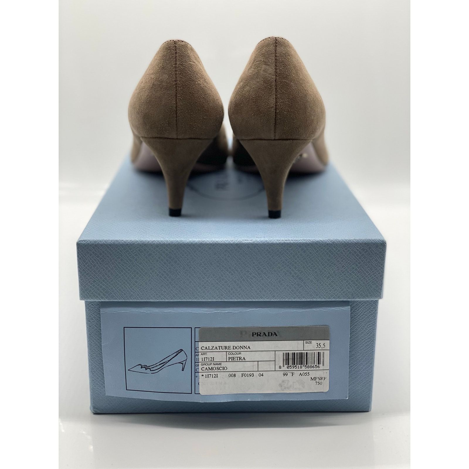 Prada Prada Pietra Suede Scallop Pointed Pumps sz. 35.5 eu Size US 5.5 / IT 35.5 - 4 Thumbnail