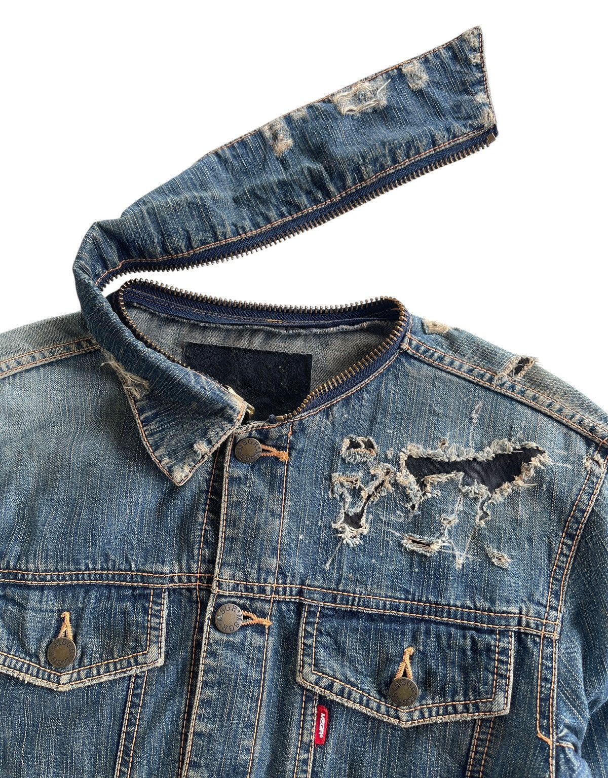 Japanese Brand MSGR Distressed Denim Jacket Size US M / EU 48-50 / 2 - 16 Thumbnail