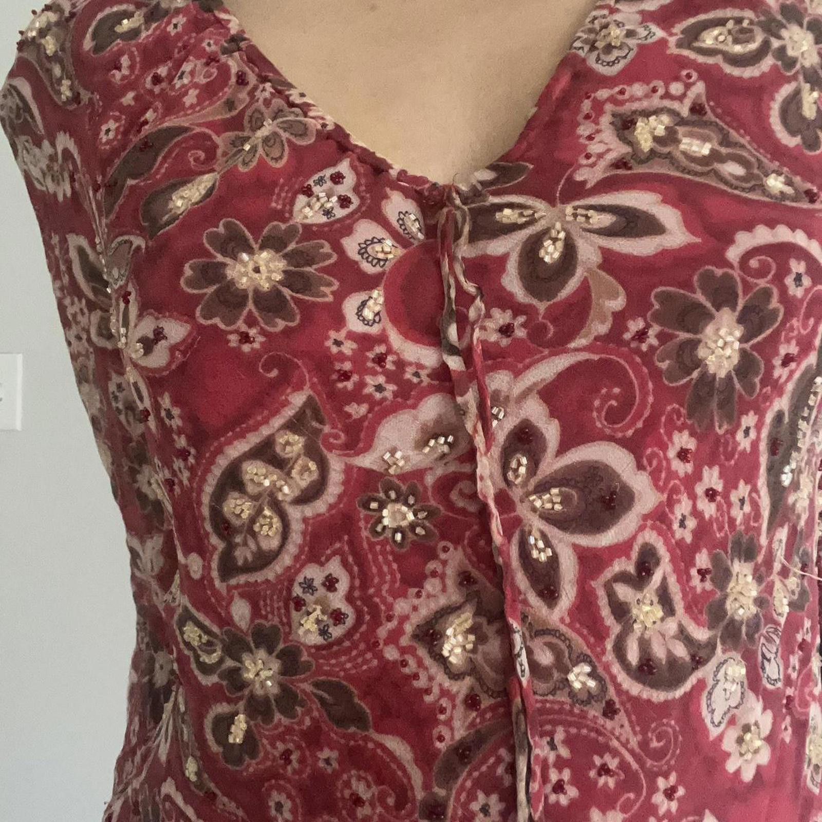 Other Red and brown floral blouse with 3/4 length sleeves Size L / US 10 / IT 46 - 5 Thumbnail