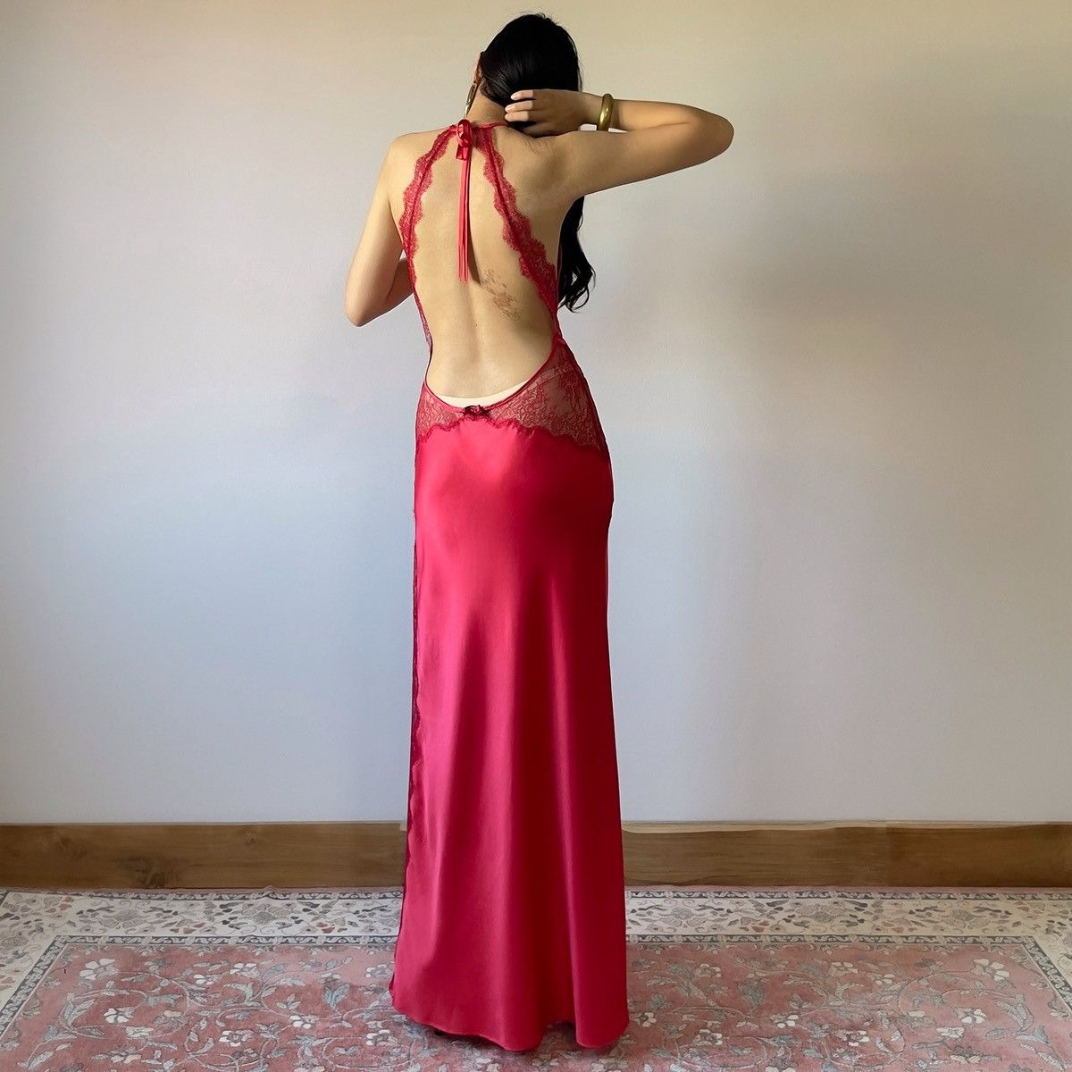 Victoria's Secret VS Red Satin & Lace Slip Gown (XS-S) Size S / US 4 / IT 40 - 9 Thumbnail