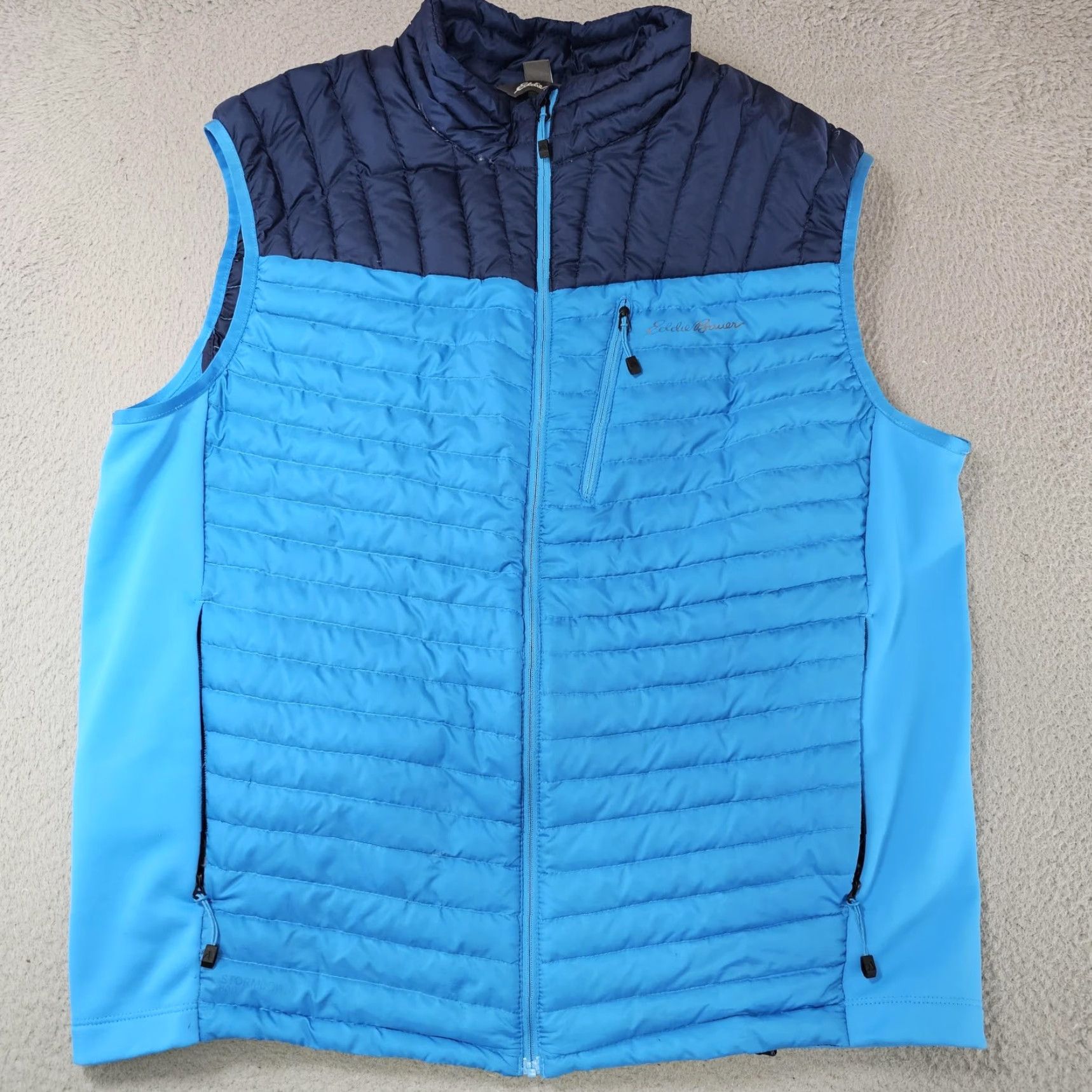 Eddie Bauer VEST Eddie Bauer Mens XL Blue StormDown 800 Hybrid Down Puffer Zip Quilted Lightweight Insulated Pockets Zip Front Casual Travel Size US XL / EU 56 / 4 - 2 Thumbnail