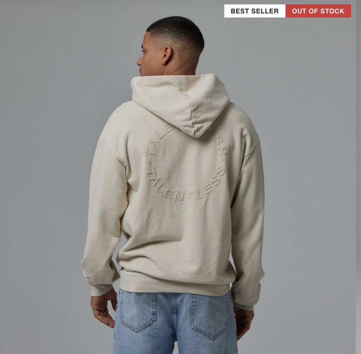 Talentless MENS HOODIE - CIRCLE LOGO EMBROIDERED (BONE) -NEW SIZE S Size US S / EU 44-46 / 1 - 5 Thumbnail