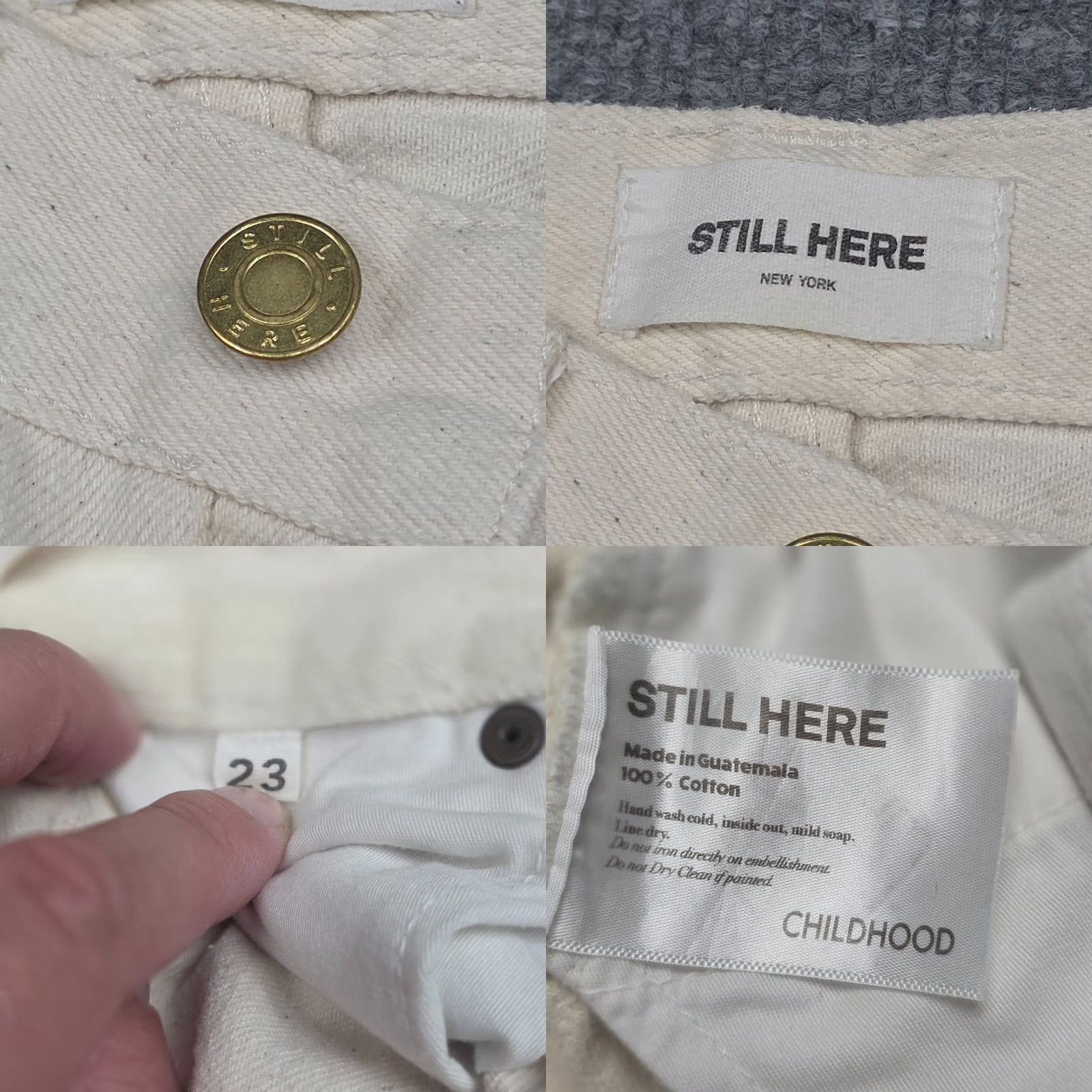 Still Here STILL HERE New York Childhood Jeans Women's 23 Ivory Straight Leg 100% Cotton Denim Straight Womens Size 40" / US 18 - 8 Thumbnail