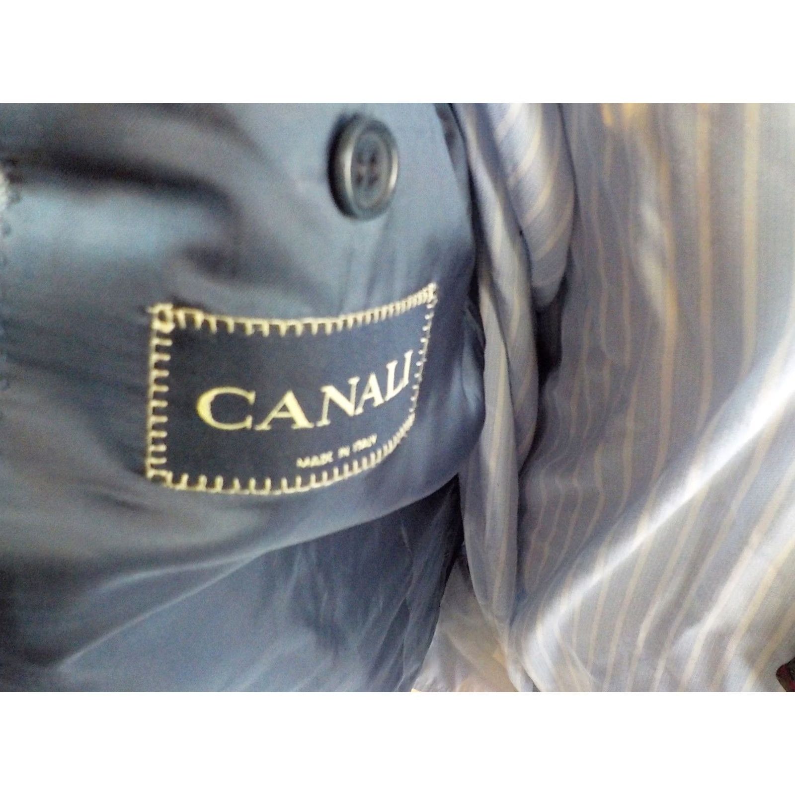 Canali VINTAGE Canali Blazer Blue Herringbone 3 Button Ventless Wool/Silk EUR 52L US 42L Mens Blazer Size 42R - 6 Thumbnail