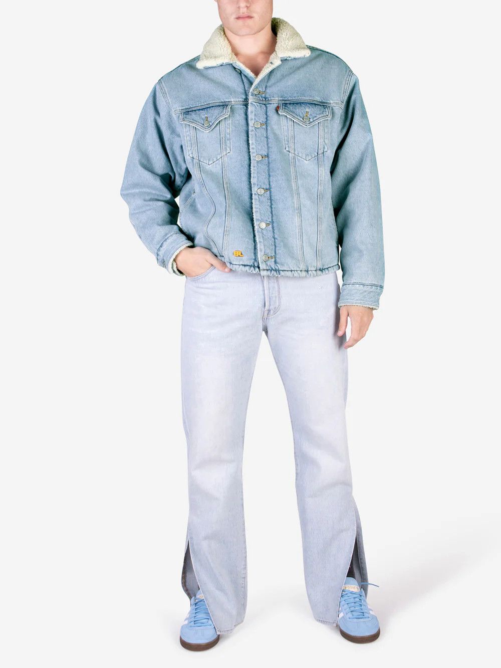 ERL × Levi's o1mle0724 Sherpa Trucker Jacket in Blue Size US S / EU 44-46 / 1 - 2 Thumbnail