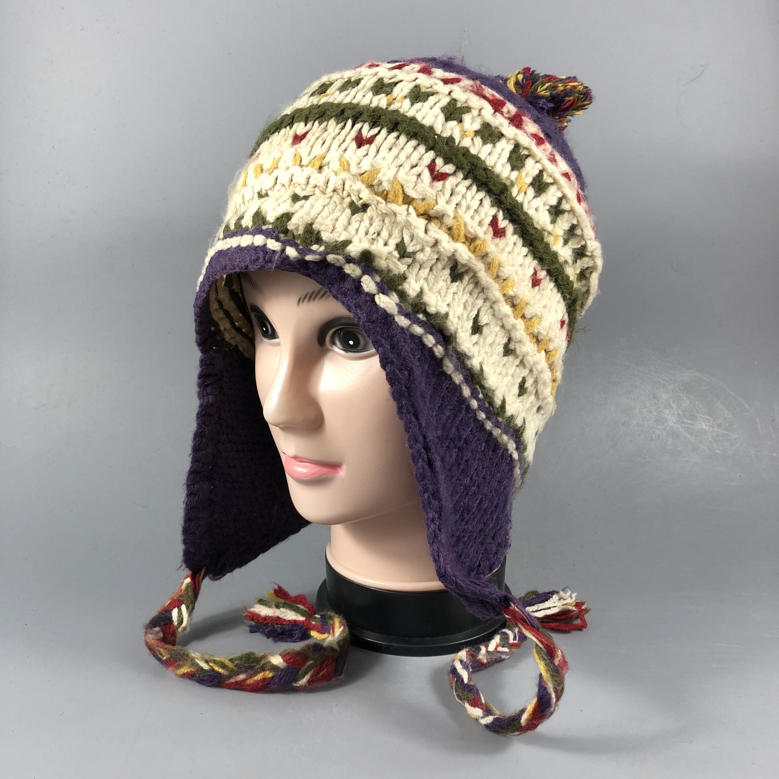 Japanese Brand Crochet Cable Knit Earflap Beanie Size ONE SIZE - 2 Thumbnail