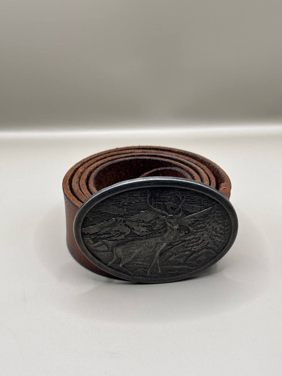 River Island River Island Made in England Vintage Stag Leather Belt Size ONE SIZE - 2 Thumbnail