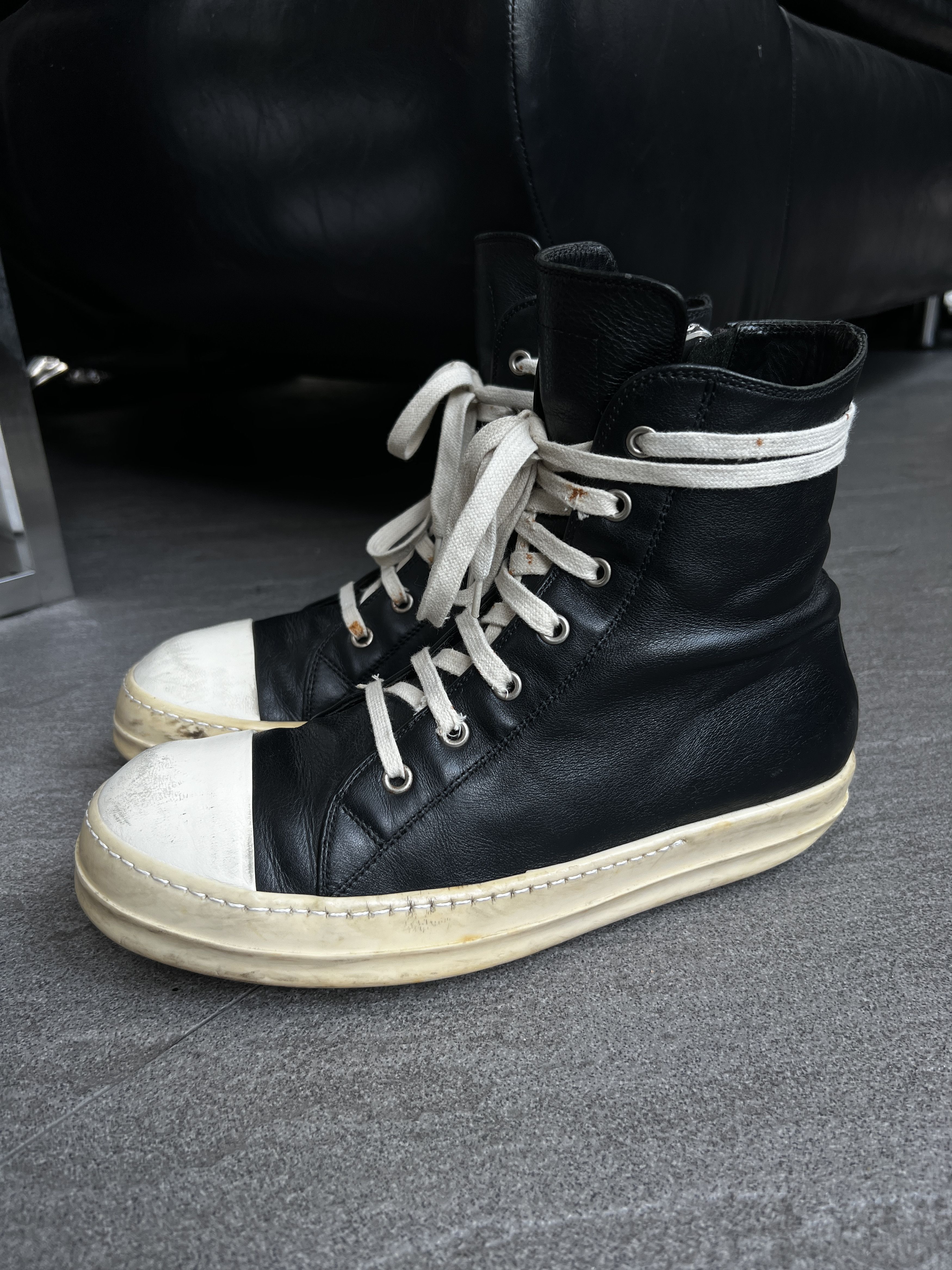 Rick Owens Rick Owens Ramones High Black Milk EU41 Size US 8 / EU 41 - 1 Thumbnail