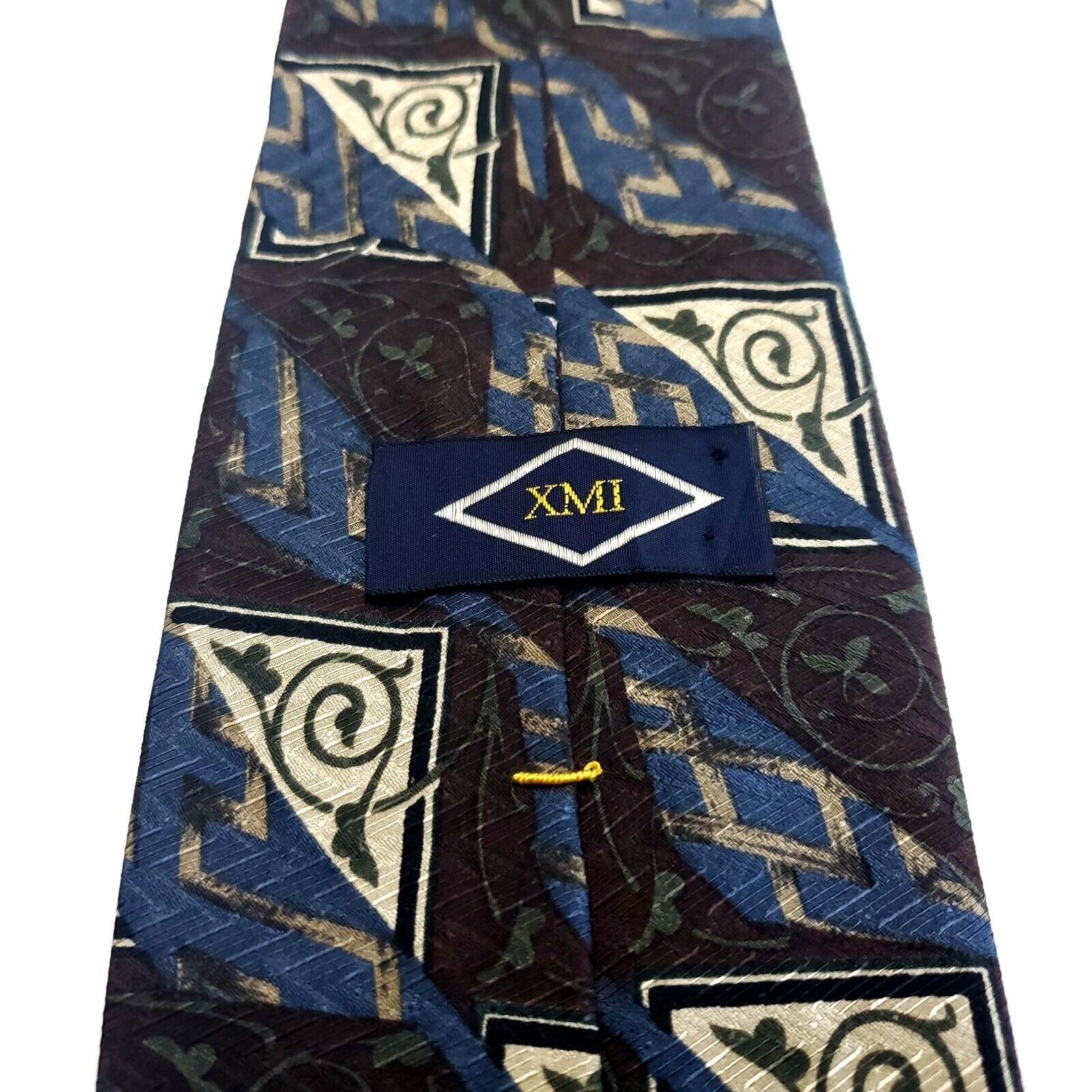 XMI Platinum XMI Silk Tie Abstract Print Brown Blue Size ONE SIZE - 5 Thumbnail