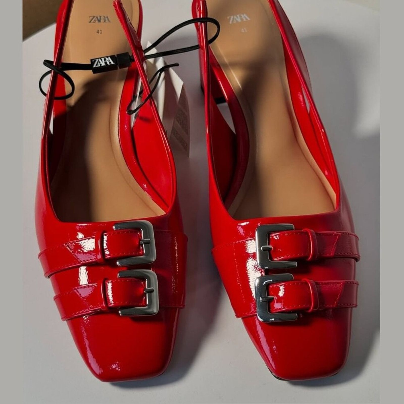 Zara ZARA Red Patent Slingbacks NWT Size US 7.5 / IT 37.5 - 11 Thumbnail