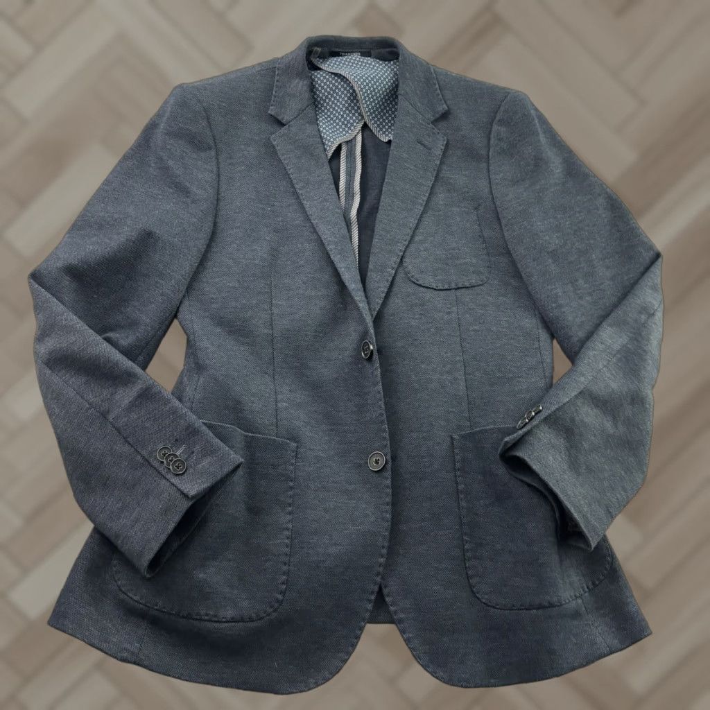 Vintage 7 Diamonds Blazer Jacket Mens M Blue Two-Button Notch Lapel Solid Regular Fit Blazer Size 40R - 1 Thumbnail