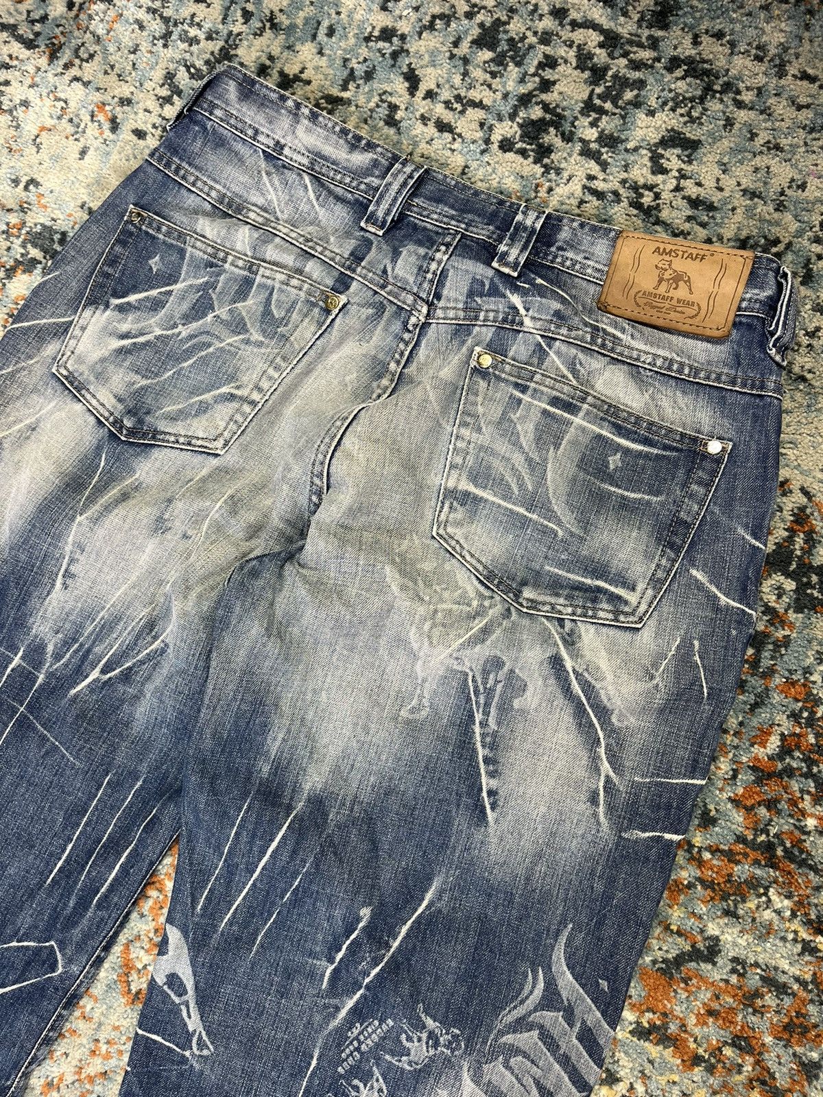 Japanese Brand × Vintage Vintage y2k Amstaff Wear print denim pitbull AOP graphic Size US 34 / EU 50 - 17 Thumbnail