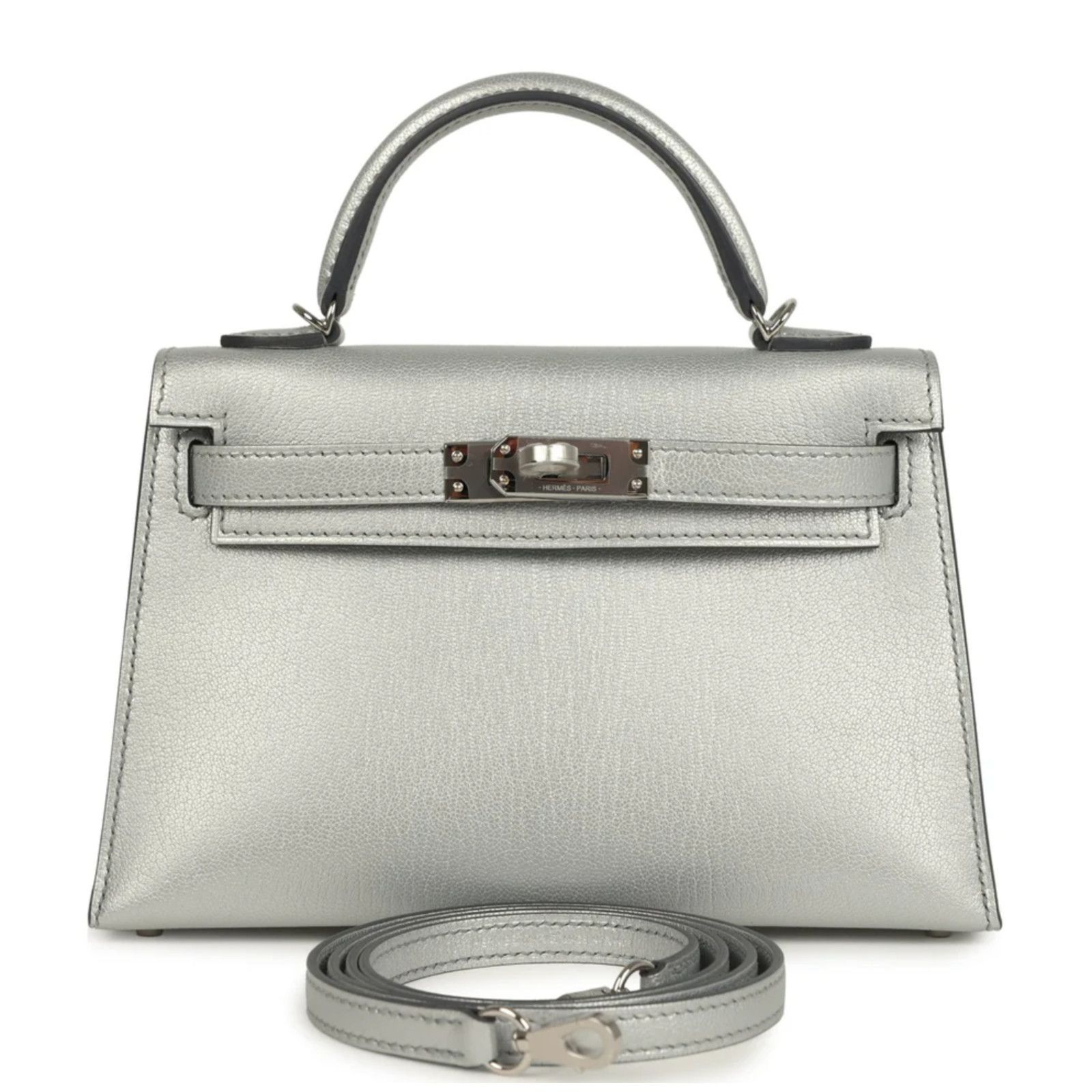 Hermes Mini Kelly 20 Sellier Argent Chevre Chamkilight Palladium Size ONE SIZE - 3 Thumbnail