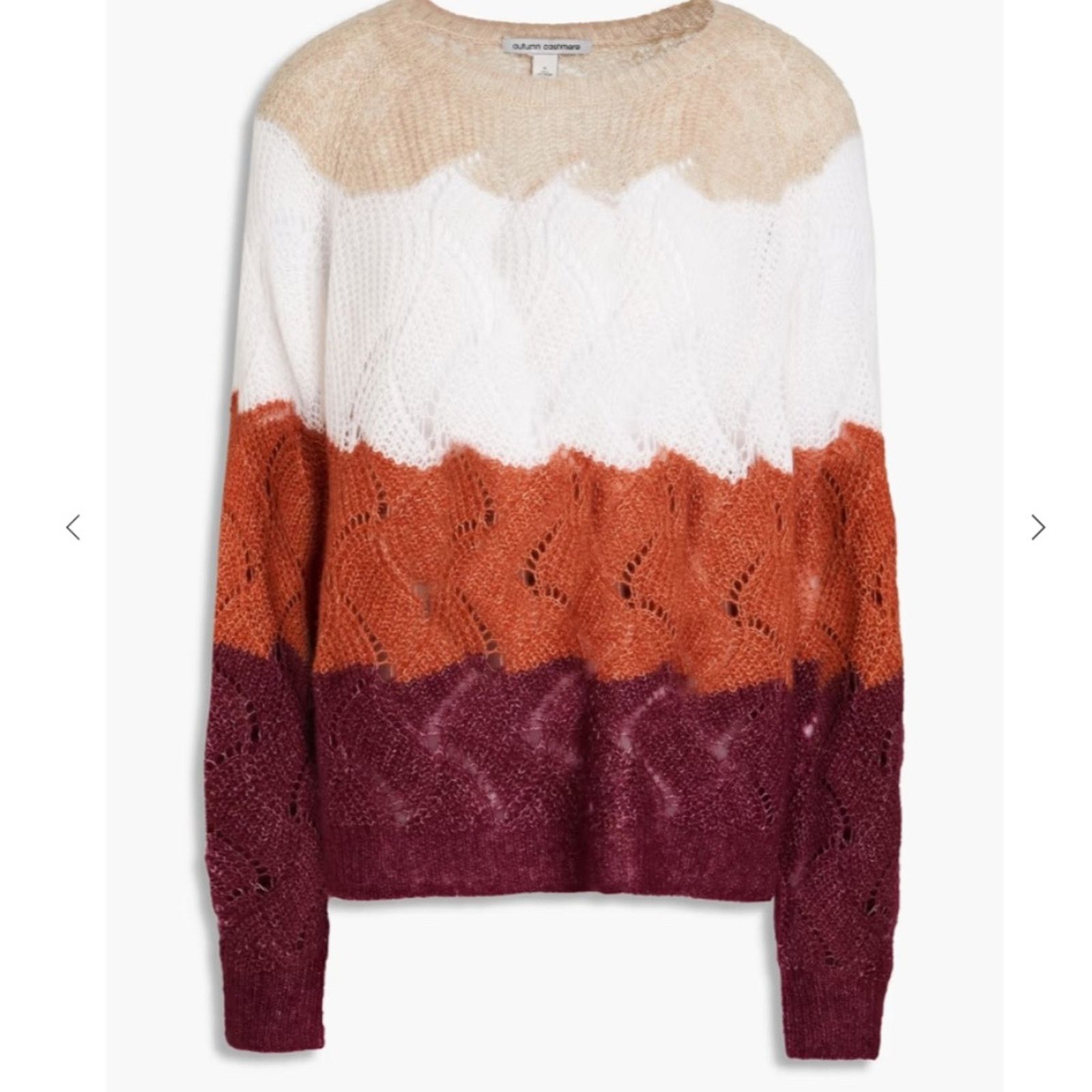 Autumn Cashmere Striped Wave Stitch Cashmere/Silk Sweater - AUTUMN CASHMERE Size L / US 10 / IT 46 - 3 Thumbnail