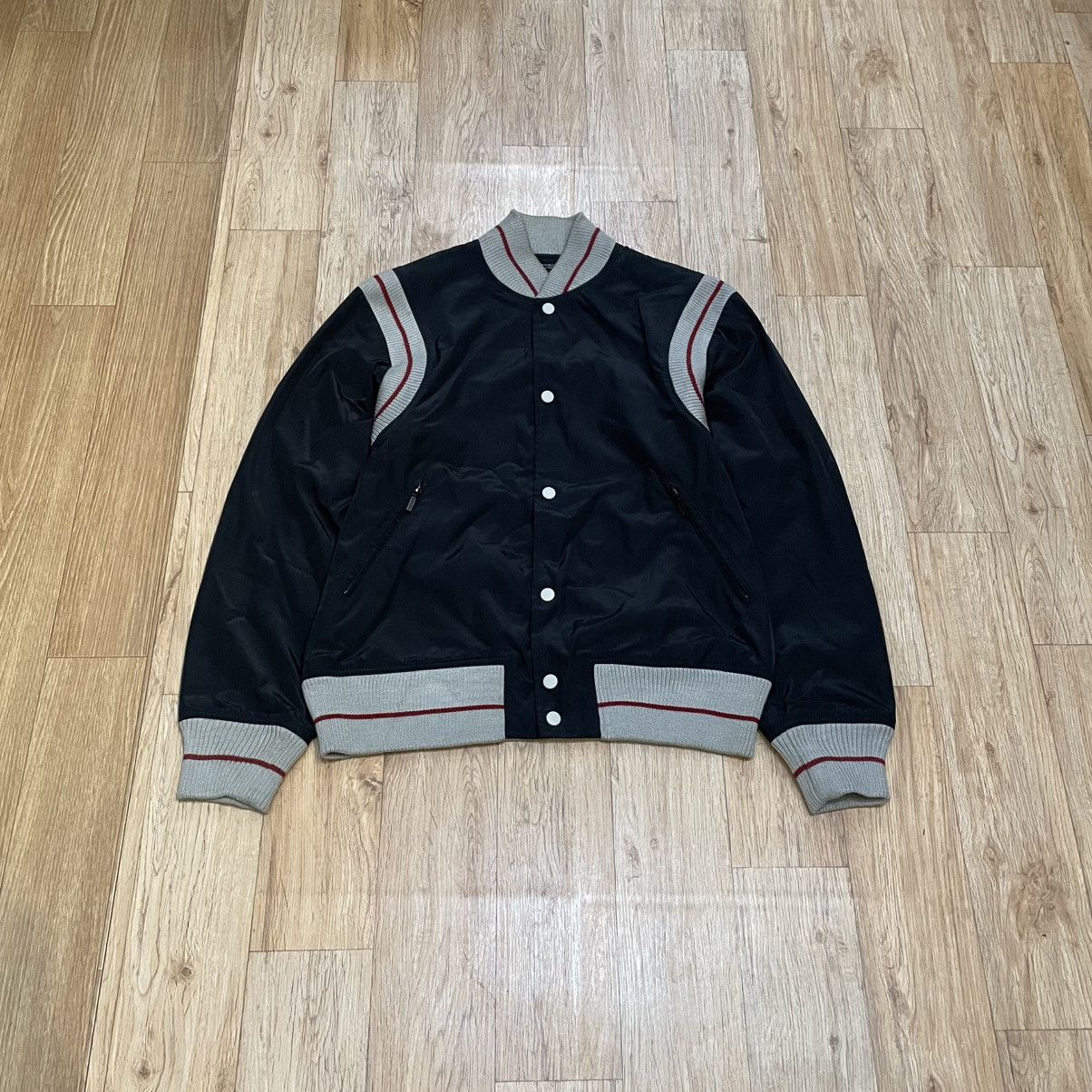 INED HOMME Nylon Varsity Jacket Mesh Lining Snap Button