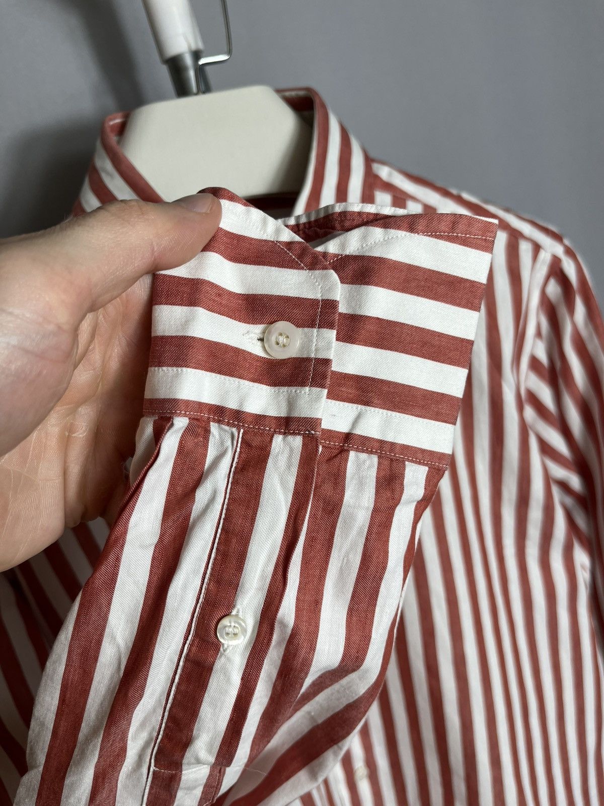 Other BRULI linen cotton shirt button up striped mebs long sleeve Size US M / EU 48-50 / 2 - 6 Thumbnail