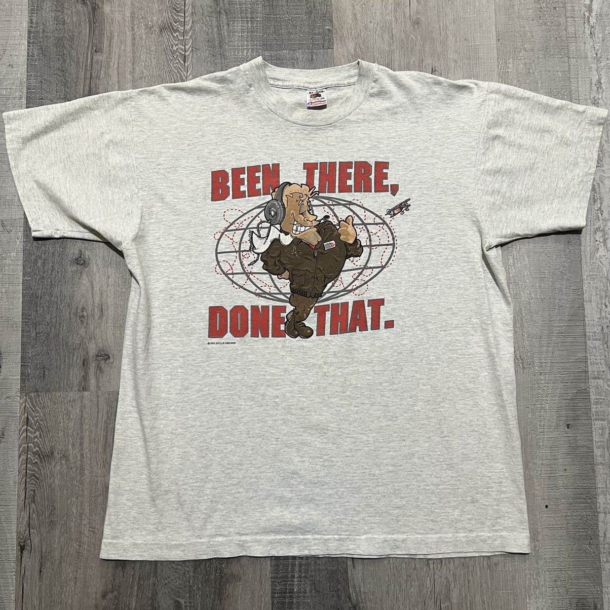 Fruit Of The Loom × Vintage VTG Aviator Pilot Been There Done That Flight Plane T Shirt Size US XL / EU 56 / 4 - 1 Thumbnail