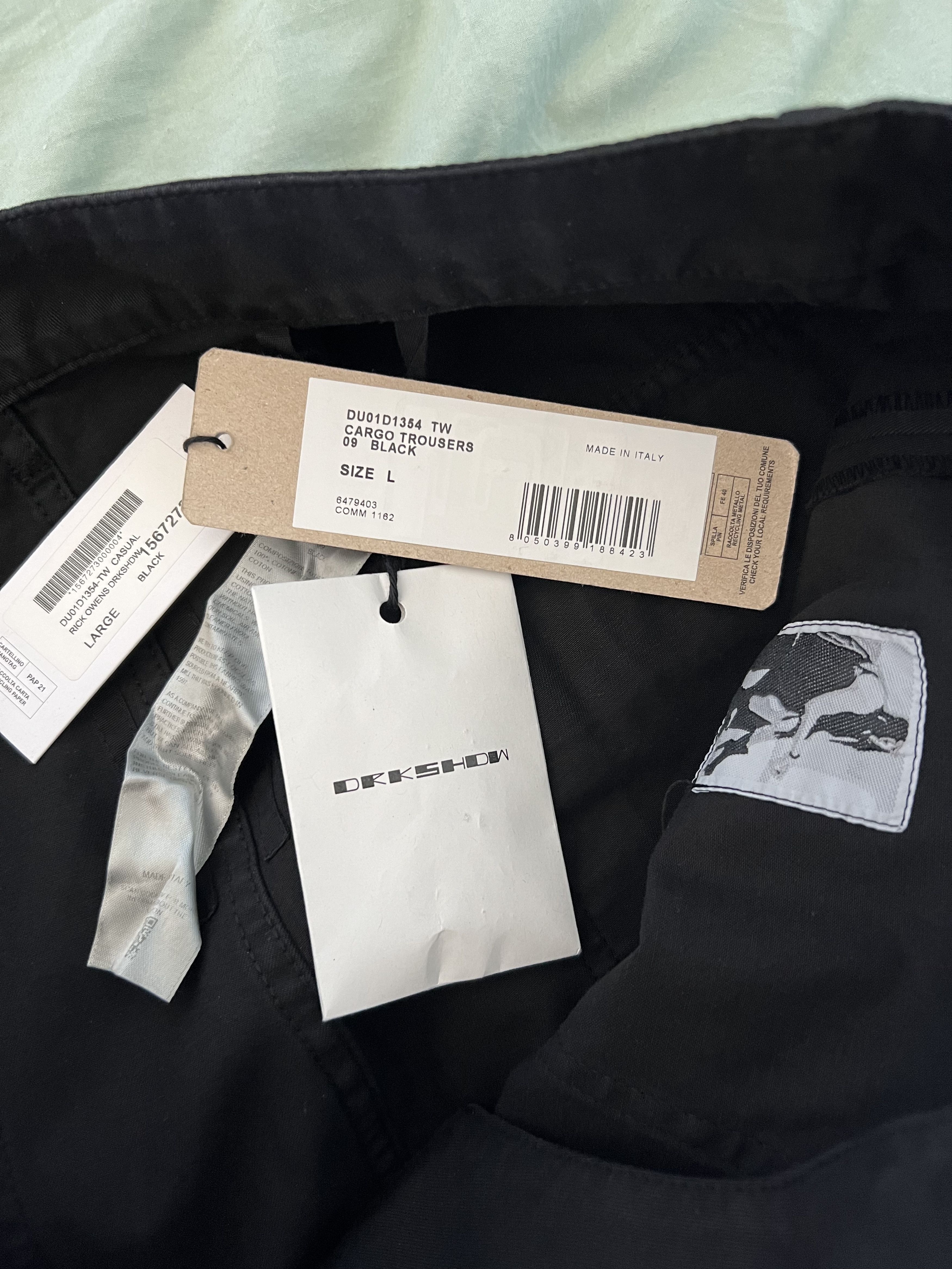 Rick Owens Drkshdw Rick Owens DRKSHDW Straight Leg Cargo Pants in Black Size US 34 / EU 50 - 7 Thumbnail
