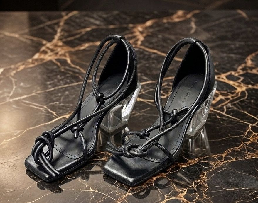 Rick Owens Sandal Sliver Ankle Wrap Heel - Black/Clear Size 36.5/US 6.5 Size US 6.5 / IT 36.5 - 2 Thumbnail